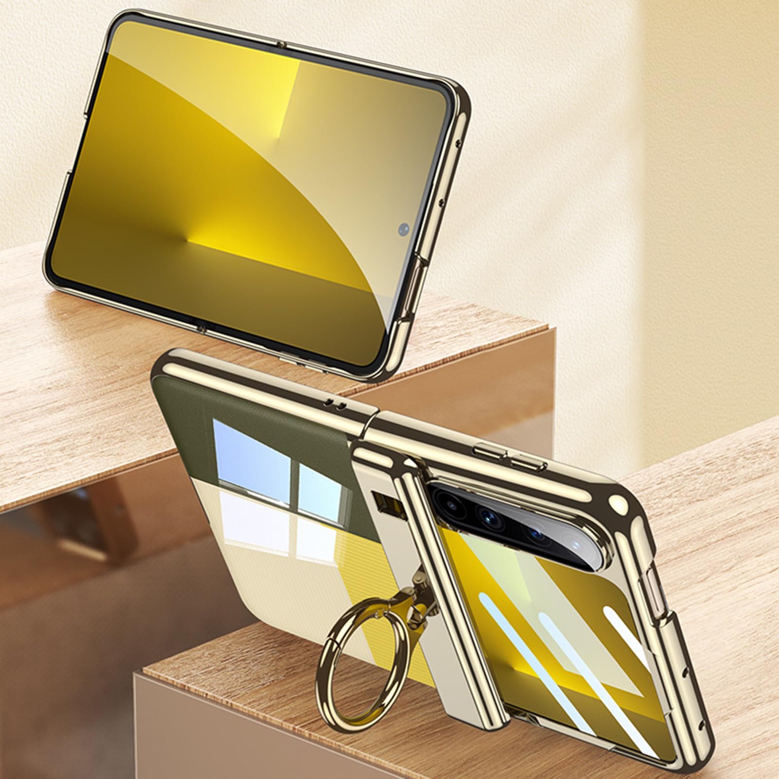 Enchapado Carcasa para Huawei Pura X, Ultrafina Transparente Funda con Soporte de Anillo Anti-caída Protección Estuche,Negro,Pura X