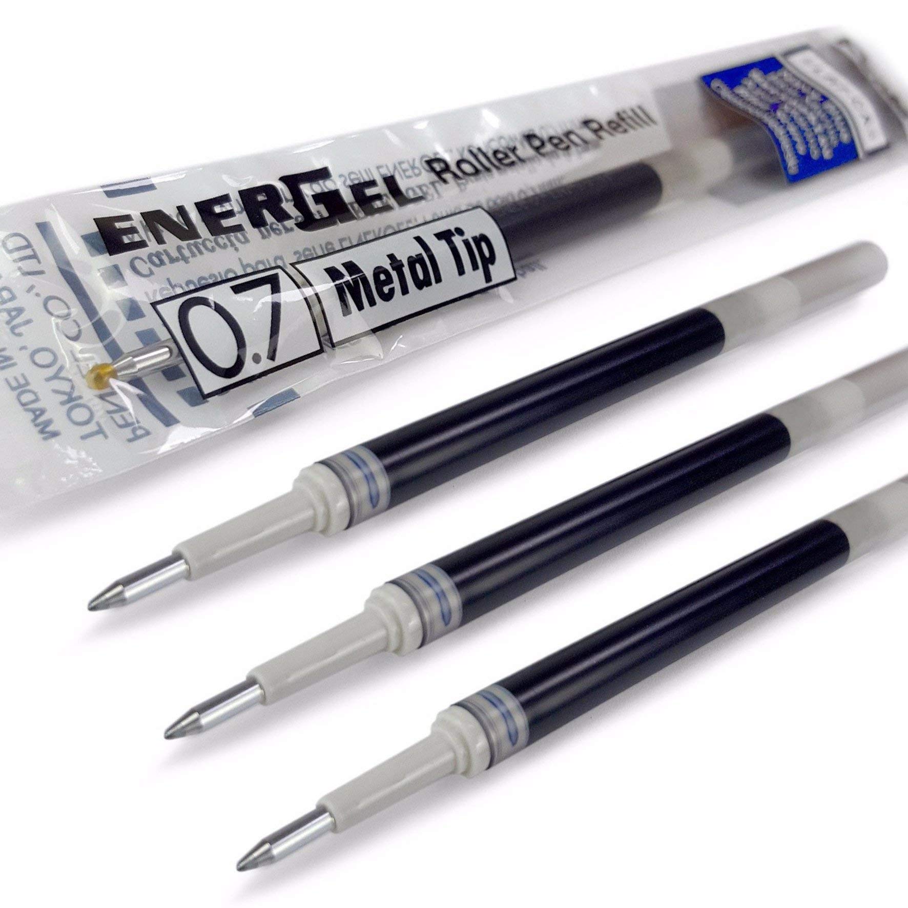 4 x PENTEL Energel 0.7mm Refill Metal Tip LR7 - Fits Energel Xm, BL77/BL57/BL37 - Blue