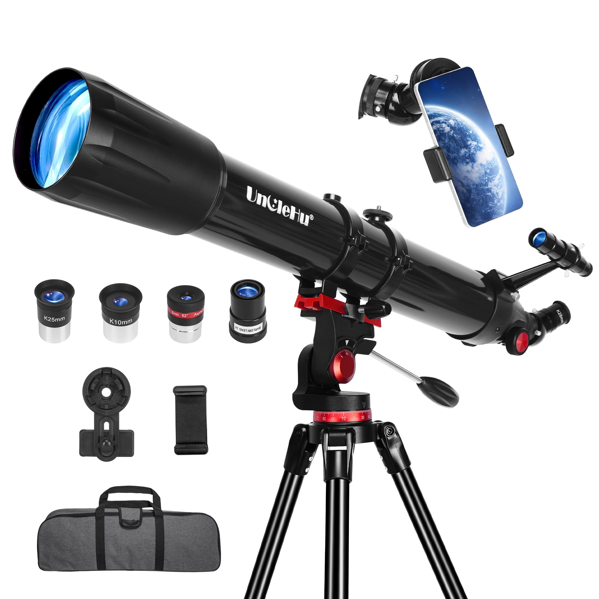 Telescopio per astronomia adulti principianti, 36X-450X, telescopi astronomici rifrattori portatili professionali da 90mm di apertura/900mm con treppiede&adattatore per telefono&borsa da trasporto