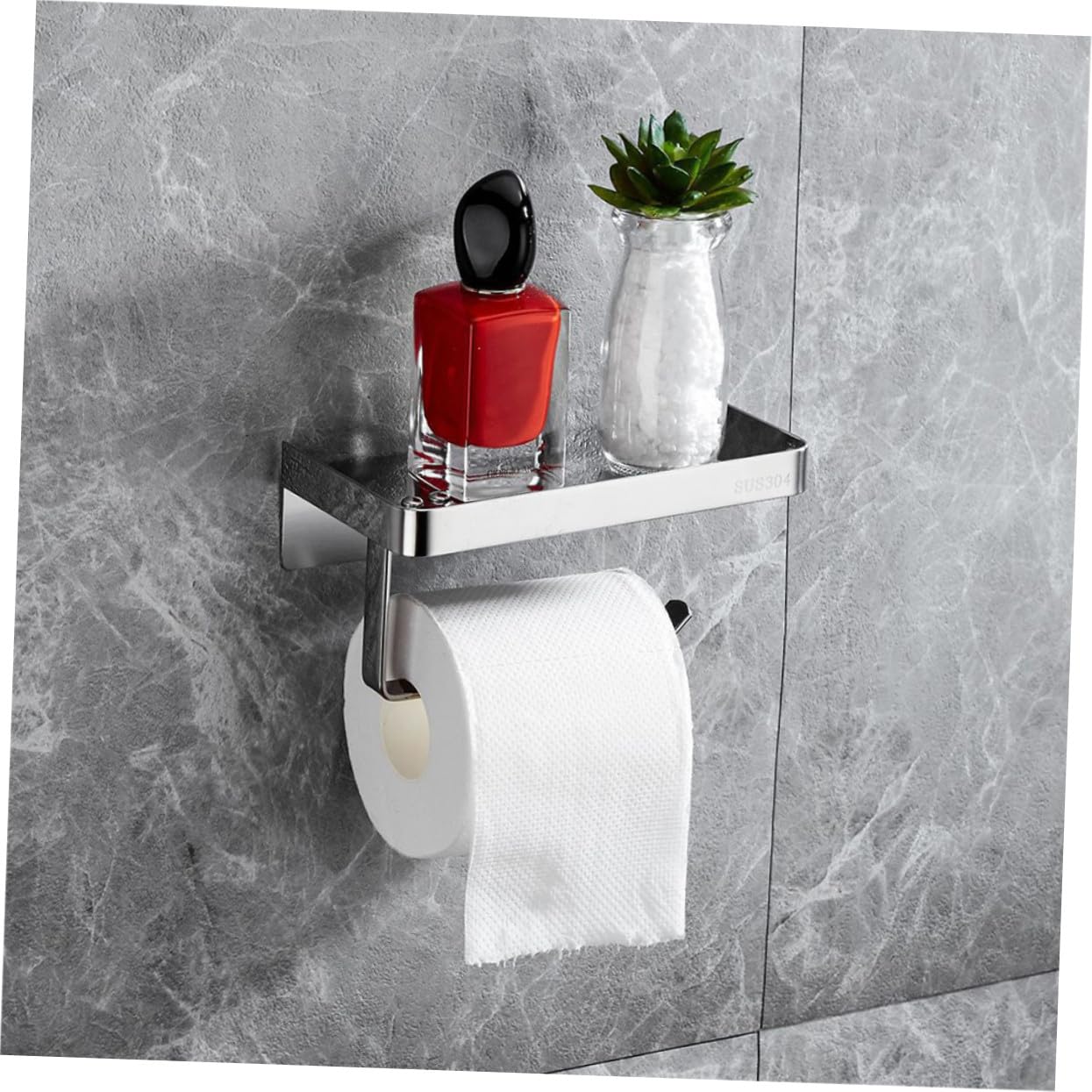 Igienica Ripiano Carta Muro e Acciaio Inossidabile da Porta Superiore con Telefono Bordo Curvato per Bagno Toilette