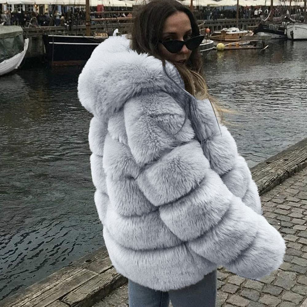 Cappotto In Pelliccia Sintetica Donna Giacca Da Donna In Finta Pelliccia Di Visone Invernale Con Cappuccio Giacca In Pelliccia Sintetica Calda E Spessa Termico Parka Cappotti Giacche Piumino