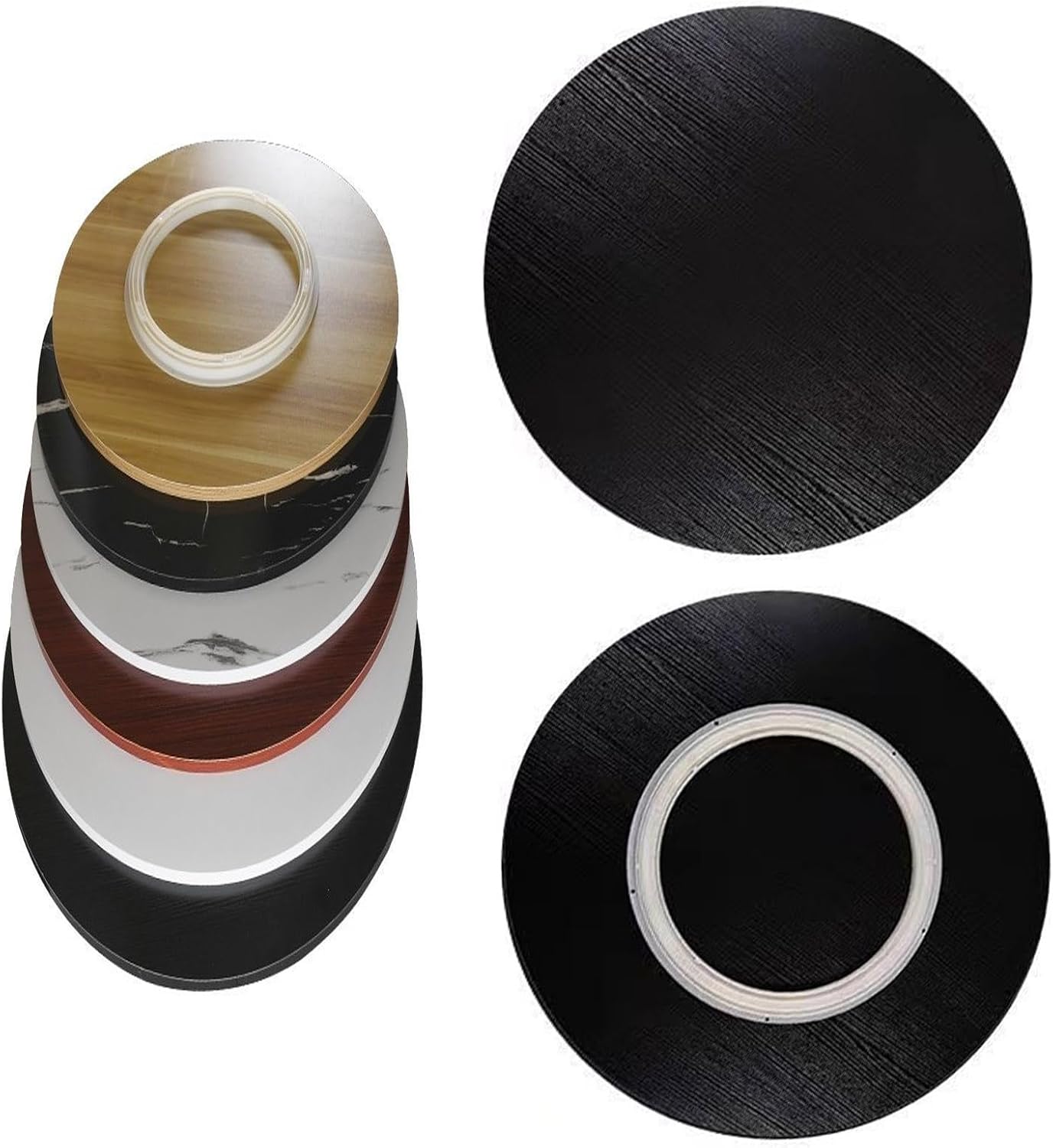 Wooden Rotating Tray, Ø 20" 24" 28" 30" 36" 40" Lazy Susan Turntable,Sturdy And Non Deformable,360° Rotation Turntable For Dining Table,Hotel Tabletop Service Plate,Easy To Clean(Black,30in)