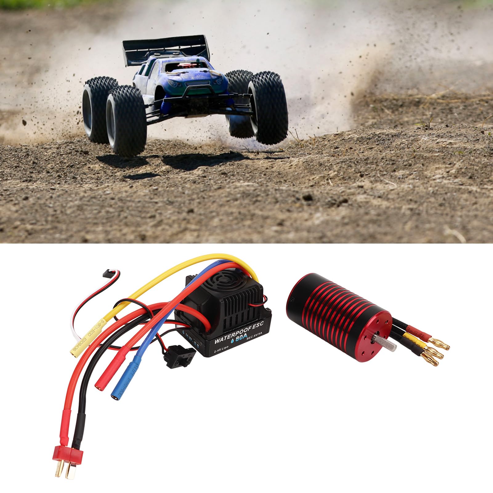ESC Brushless Motore PER Auto RC 1/8, Elaborazione CNC con Ambito di Alluminio Troppa Funzione di Protezione Regolatore di velocità Elettrica RC ALTA TEMPO PER MANUTENZIONE (2600KV) (3100KV)