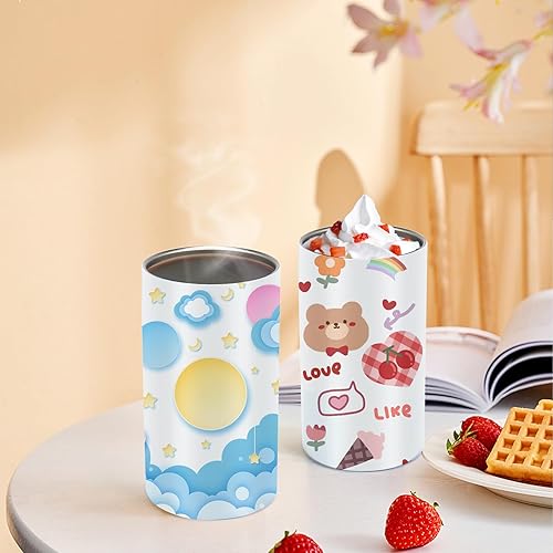 Miniatura 5 de Rommeka Vasos de sublimación de 12 onzas, paquete de 4 vasos de sublimación de acero inoxidable rectos y delgados para niños con tapas y pajitas,