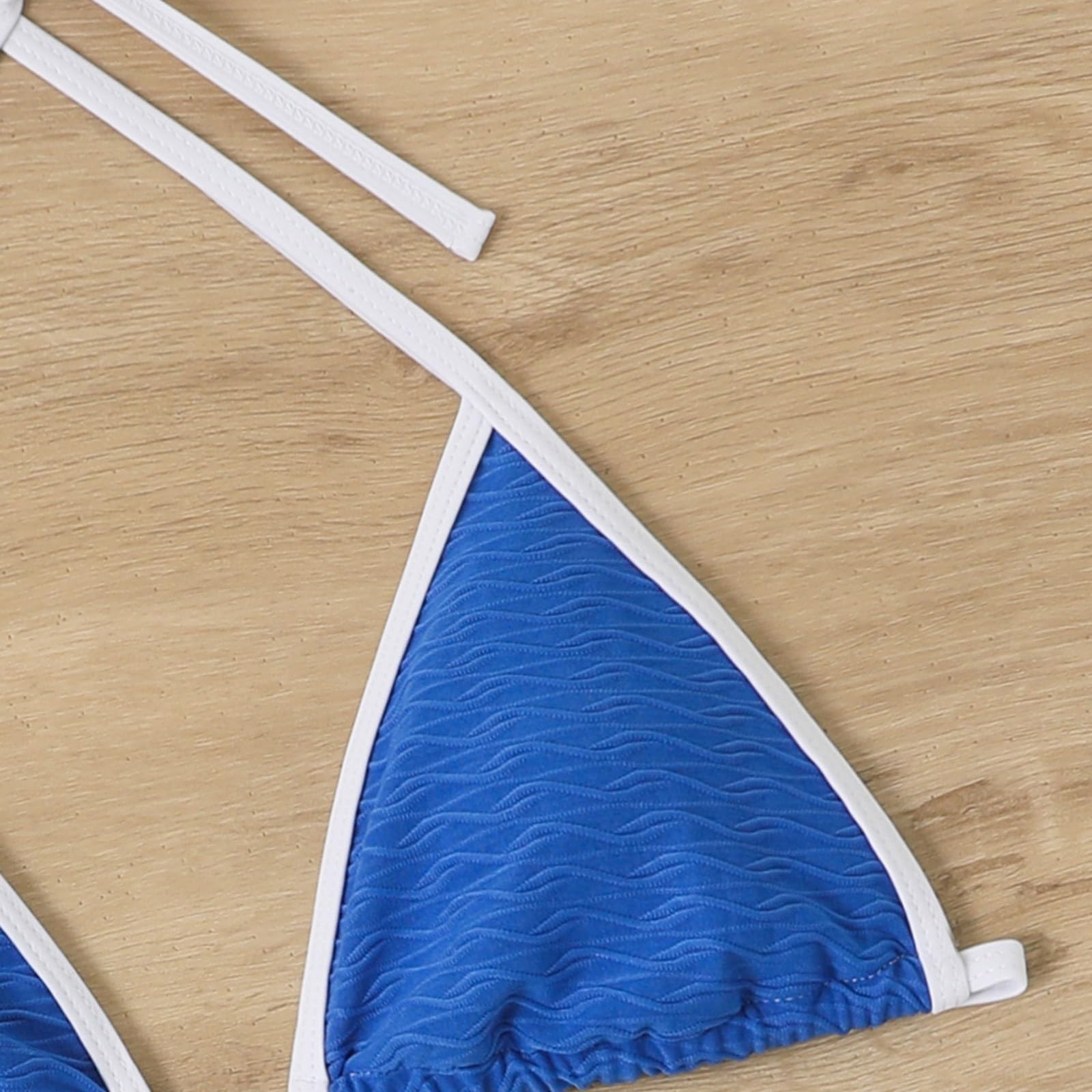Ensemble Bikini pour Femme, Haut de Bikini Gros Seins, Bikini brésilien Triangle, Maillot de Bain élégant, Maillot de Bain Deux pièces, String Taille Basse, Triangle Dos Cou