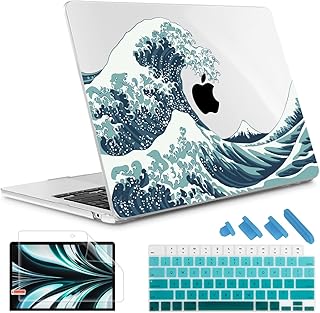 May Chen Compatible with Newest MacBook Air 13.6 Inch Case 2022 Release Model A2681 M2 Chip, Plastic Hard Shell Case Cover for MacBook Air 13 inch with Liquid Retina Display & Touch ID, Great Wave