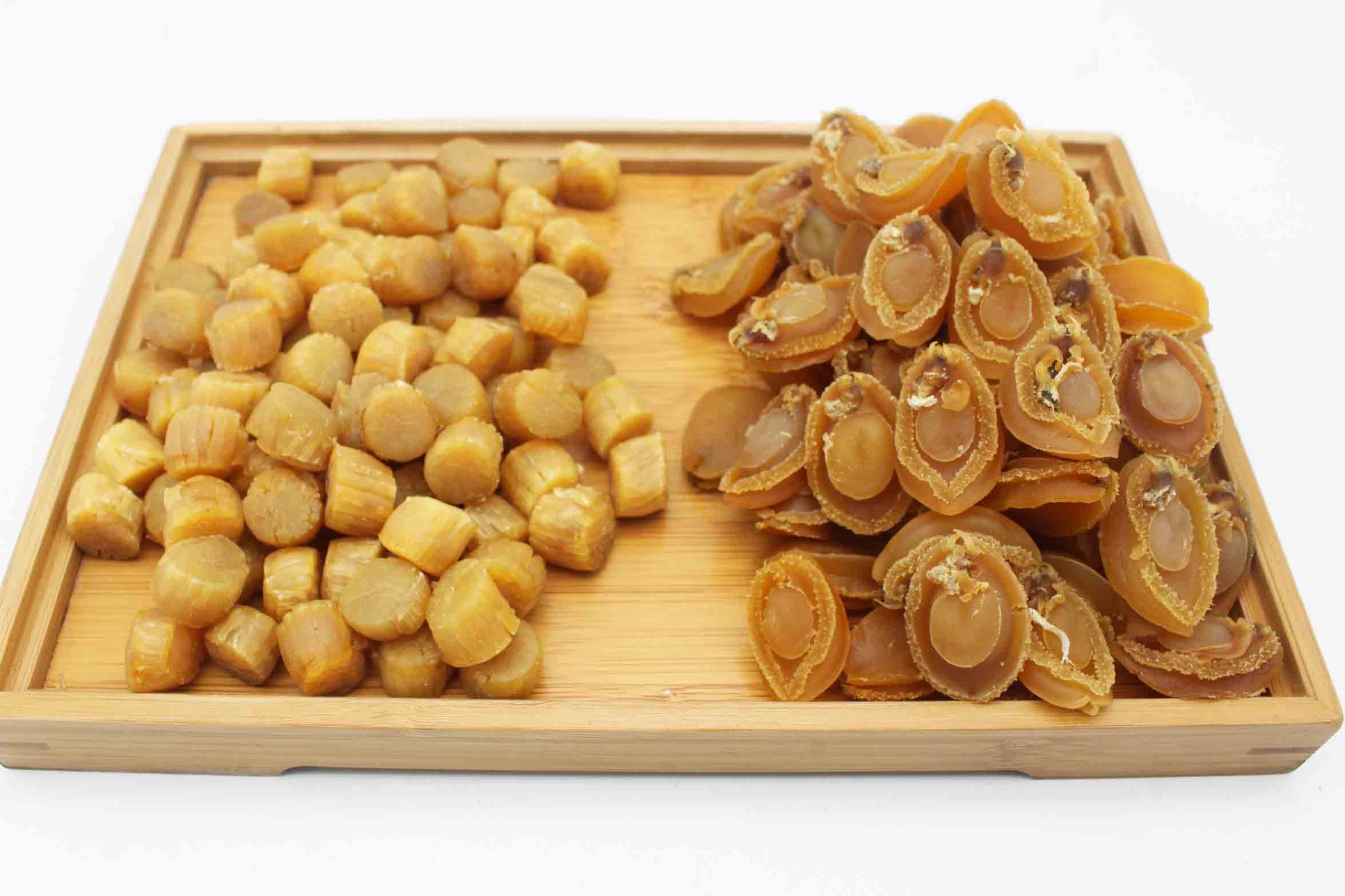 Food Set Dried Dalian Abalones x Dried Medium Scallops Scallops 日本元貝 x 大連鮑魚 (日本元贝 x 大连鲍鱼) Free Worldwide AIR Mail (Set B (1LB each item))