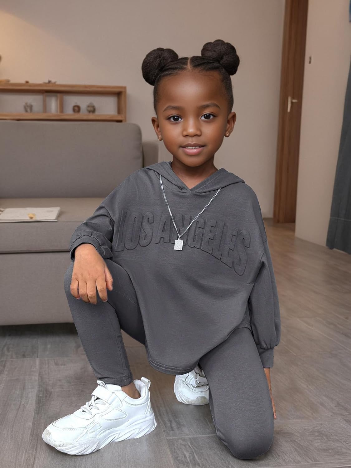 Girls 2 Piece Outfits Long Sleeve Hoodie Sweatshirt and Leggings Skinny Pants Spring Fall Clothes Sweatsuit for 4-7Y - Image 3