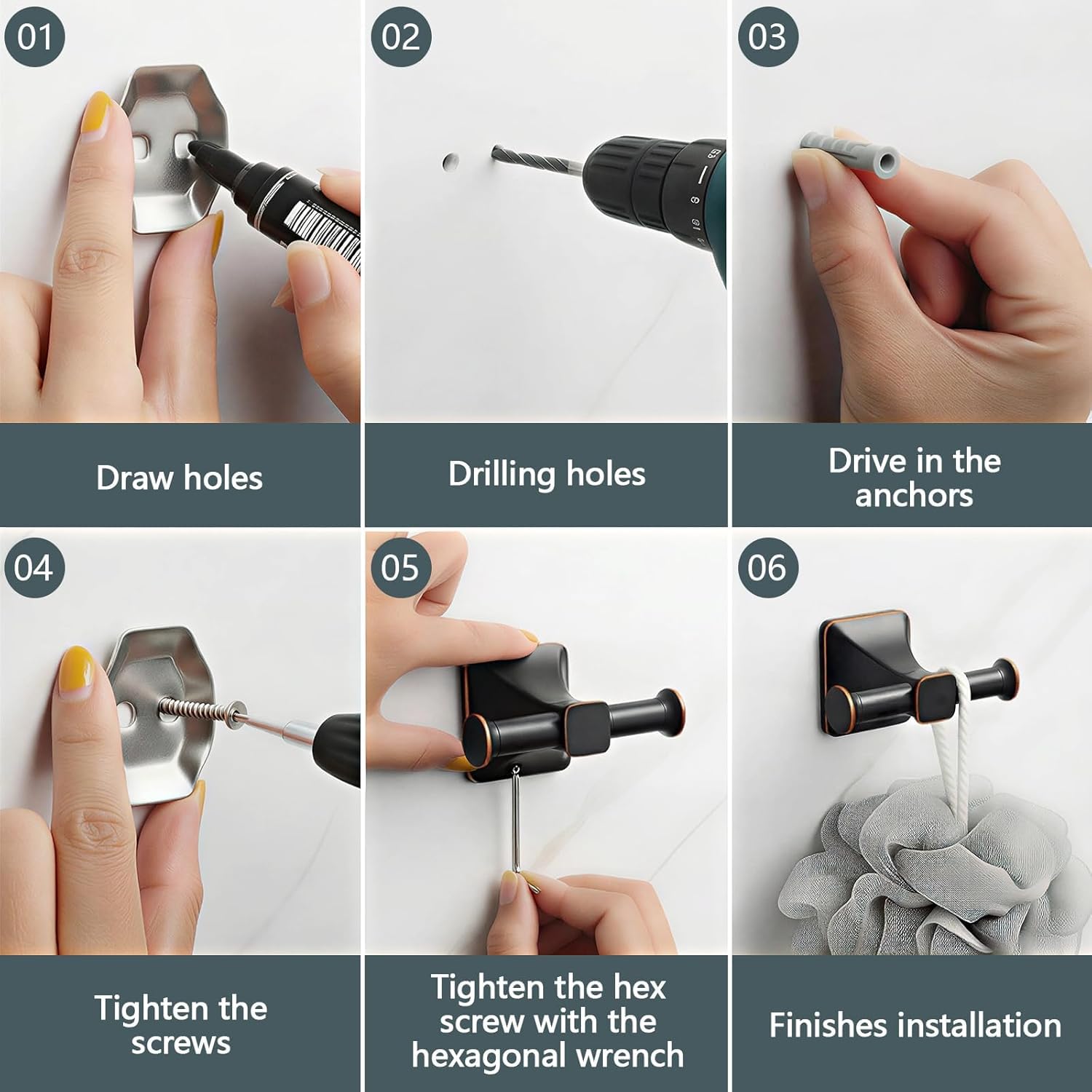 5 Piece Bathroom Hardware Accessories Set SUS304 Stainless Steel Bath Towel Bar Set 24 Inch Towel Racks for — view 8