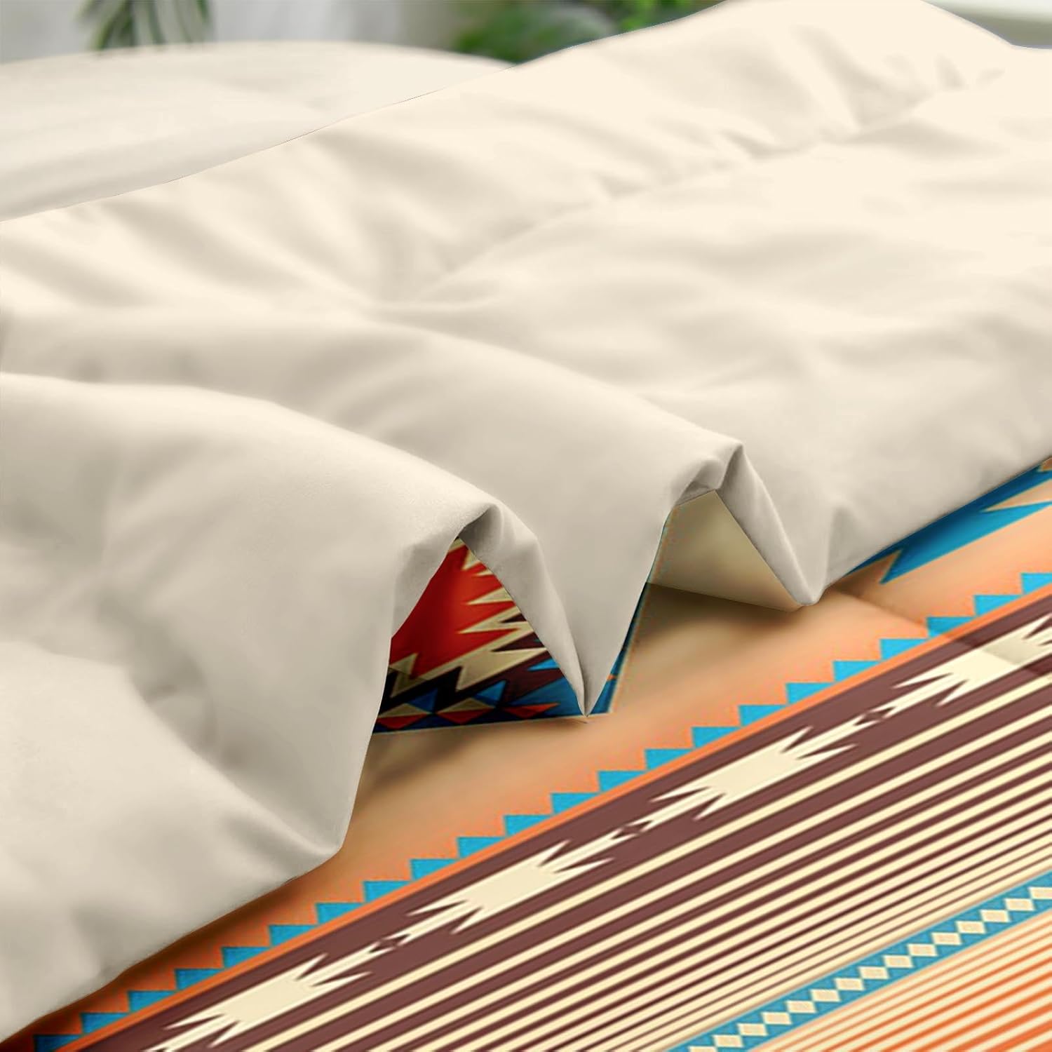 Comforter Set Queen Size, Southwest Western Geometric 7 Pcs Bedding for Kids and Adults, Mexico Stripe Turquoise Bed Sheet Sets with Fitted Sheet 2 Pillowcases & 2 Shams - Image 5