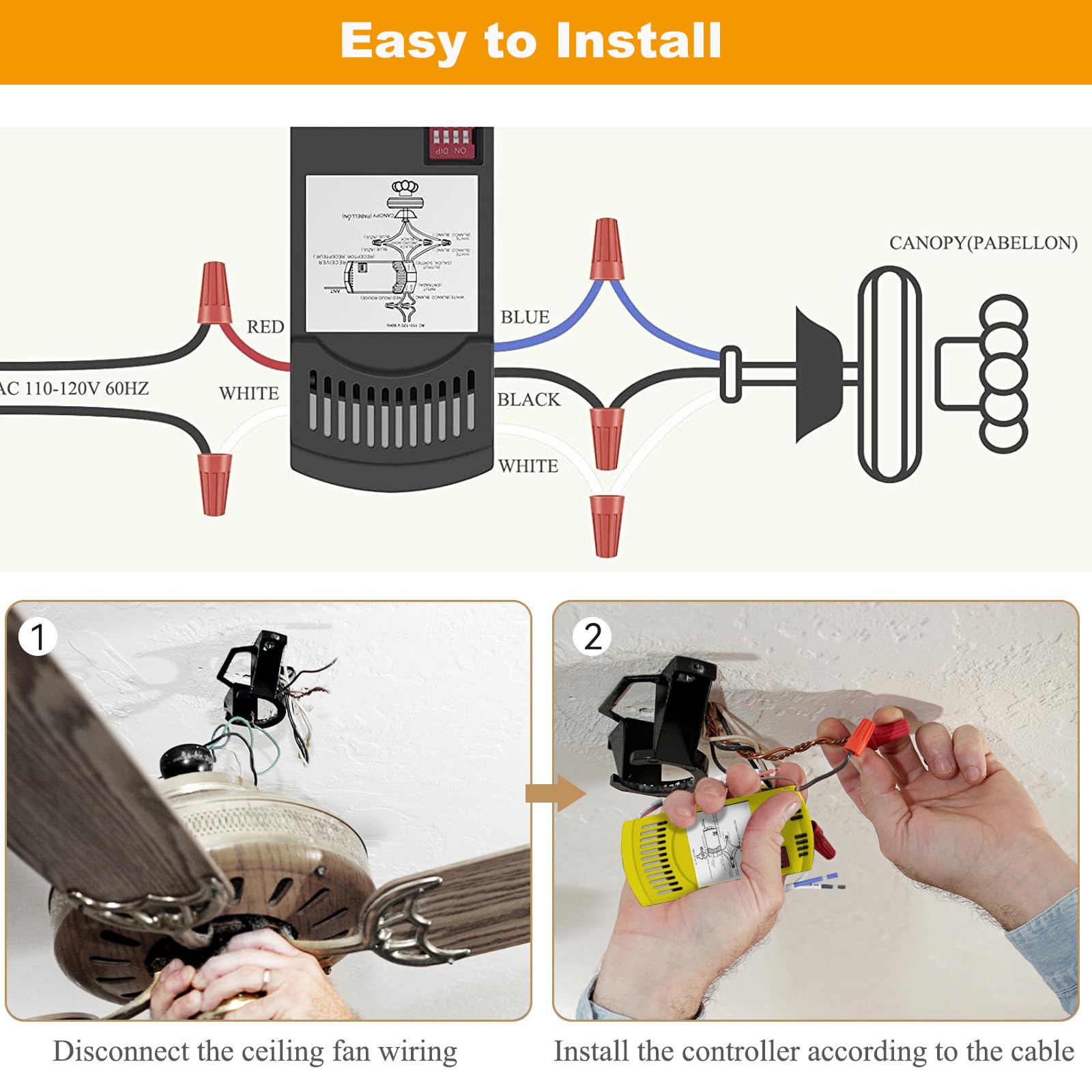 Universal Ceiling Fan Remote Control and Receiver Kit Replacement of Hampton Bay Harbor Breeze Hunter UC7078T Fan-HD5 Kit