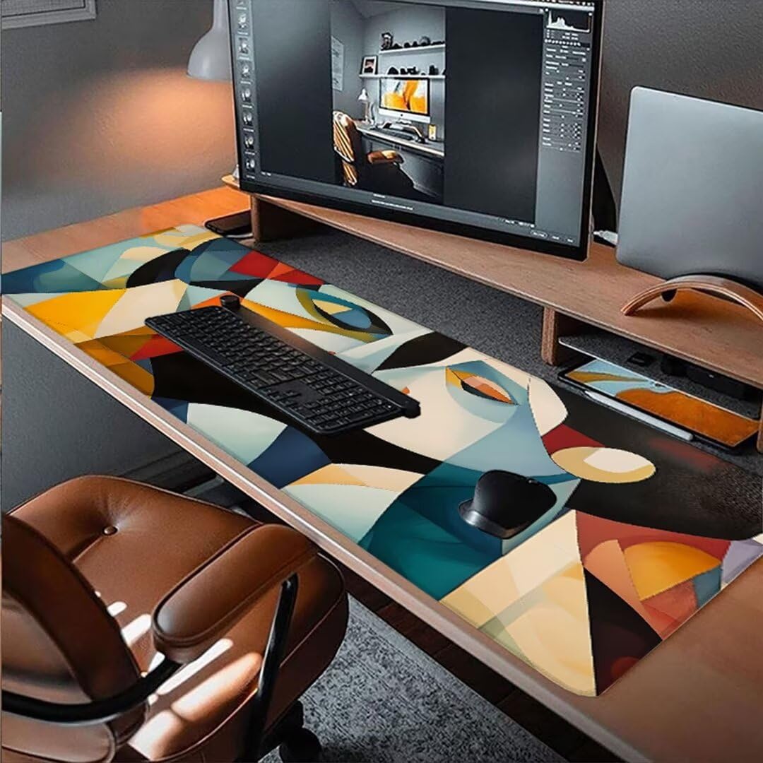 Abstrakcyjna podkładka pod mysz pod biurko, podkładka pod mysz XXL 1000 x 500 x 3 mm, podkładka pod mysz dla kobiet antypoślizgowa wodoodporna podkładka pod mysz, podkładka pod mysz z przeszytymi