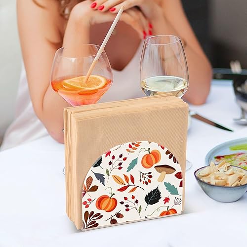 Miniatura 7 de Servilletero de otoño de calabaza para mesa, dispensadores de servilletas de tejido acrílico, servilleteros de cóctel para fiestas, bodas, eventos,