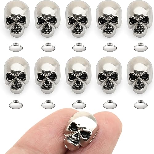CRAFTMEMORE SK02 - Remaches de calavera de metal con remaches rápidos decorativos para pulseras, bolsas, cinturones, zapatos, artesanía en cuero,