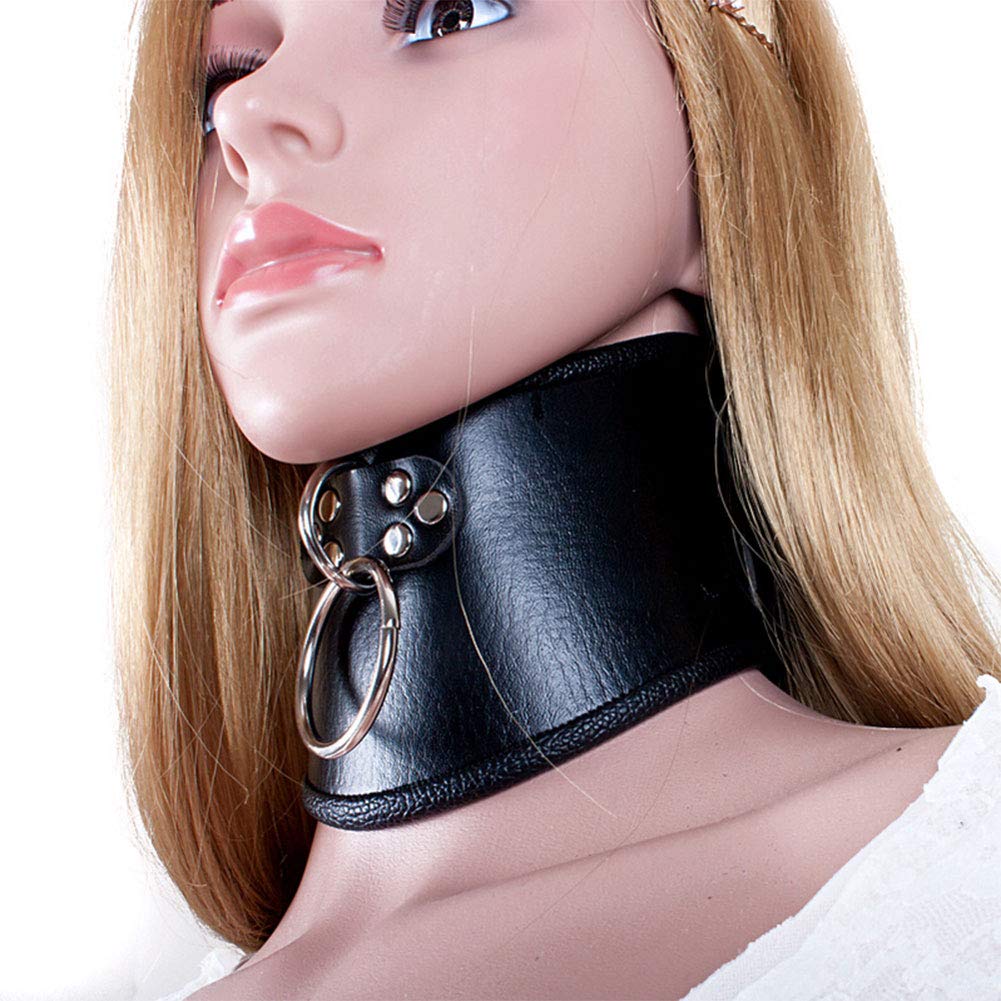 SXOVO Fetish Collar Ajustable SM Bondage Collares, corsé de cuello bloqueable con junta tórica y cadena