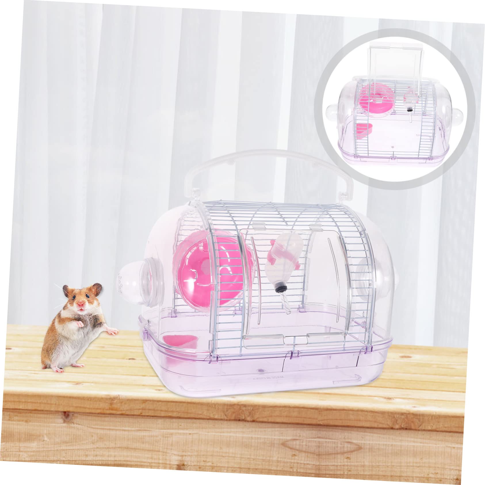 Hamstertransportbox Reisekäfig aus Kunststoff und Eisen, Rosa