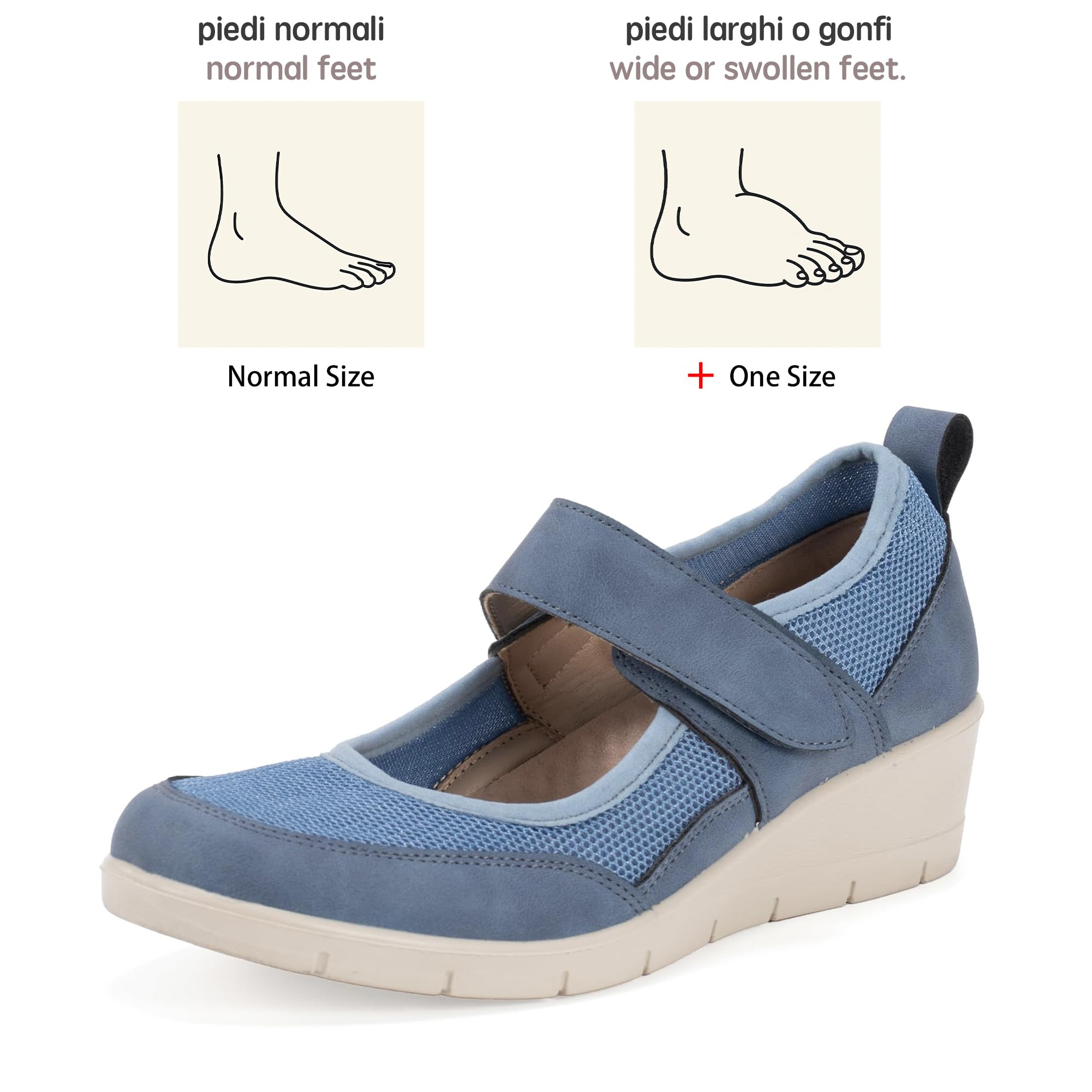 JOMIX Mocassins Femmes Compenseés avec Scratch Respirant Chaussure de Marche à Talon Décontracté pour Femme