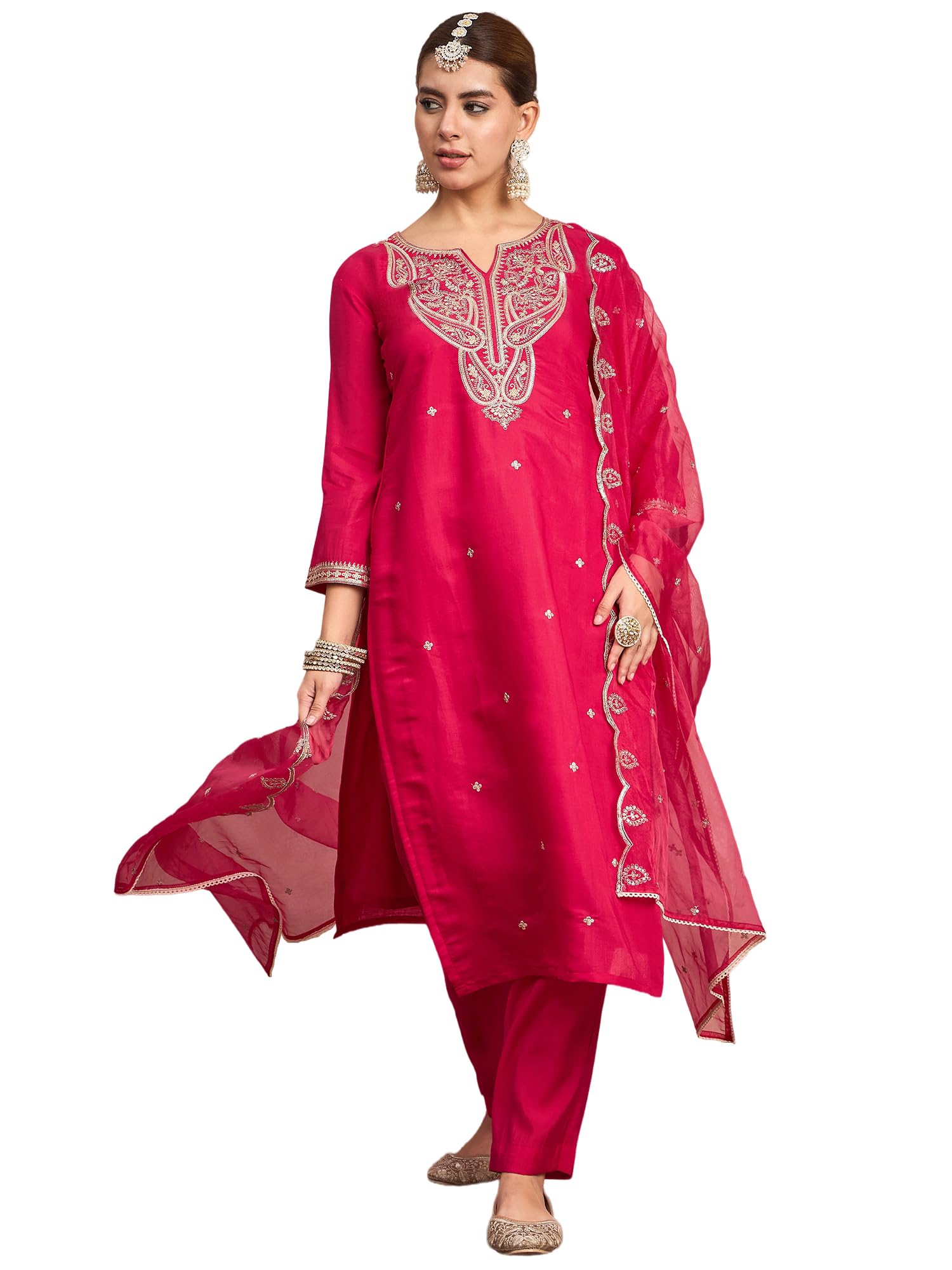 Ensemble kurta fuchsia Varanga XL idéal pour vos soirées d'été et événements - 8