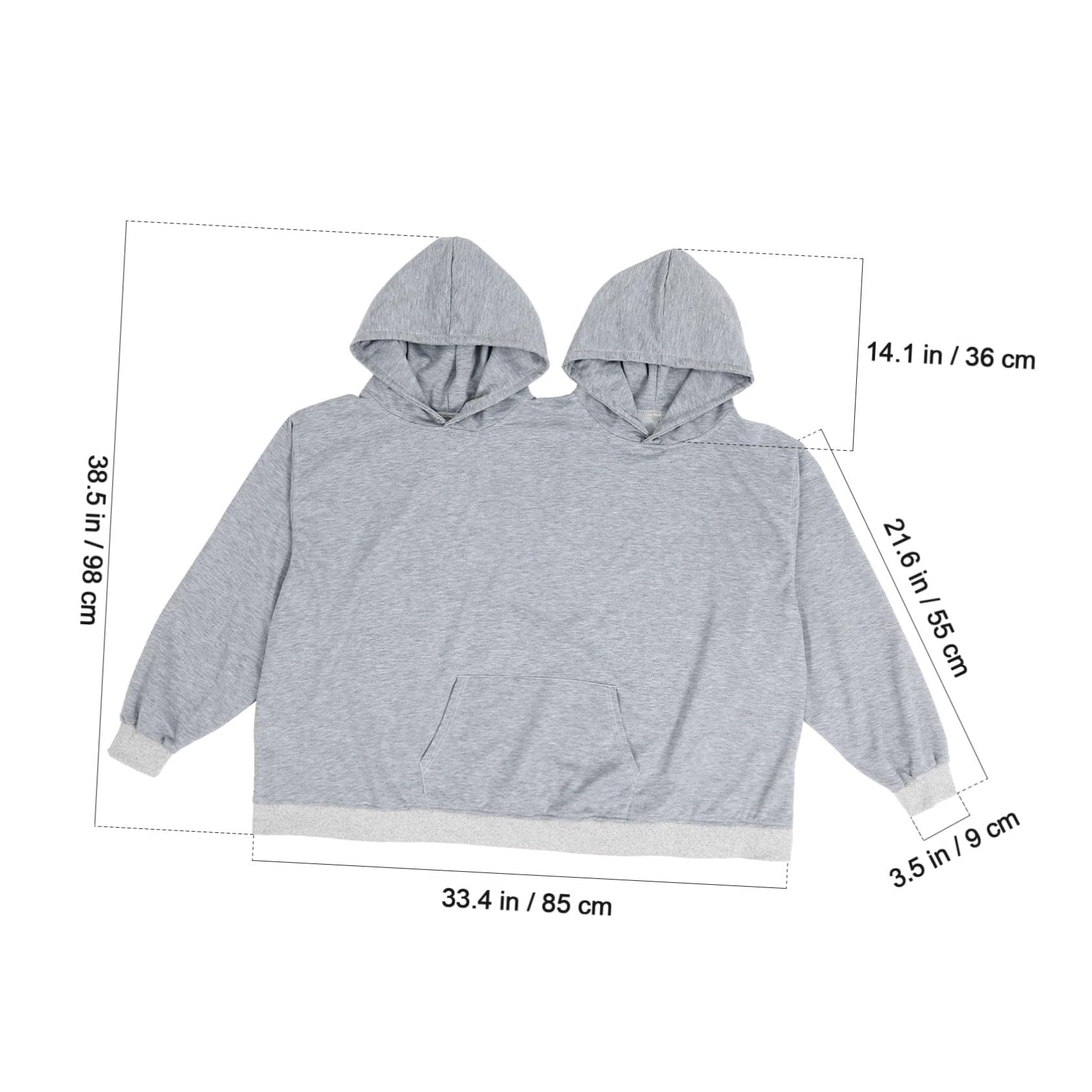 Sudadera Capucha Doble para Pareja, Oversize Gris Talla S