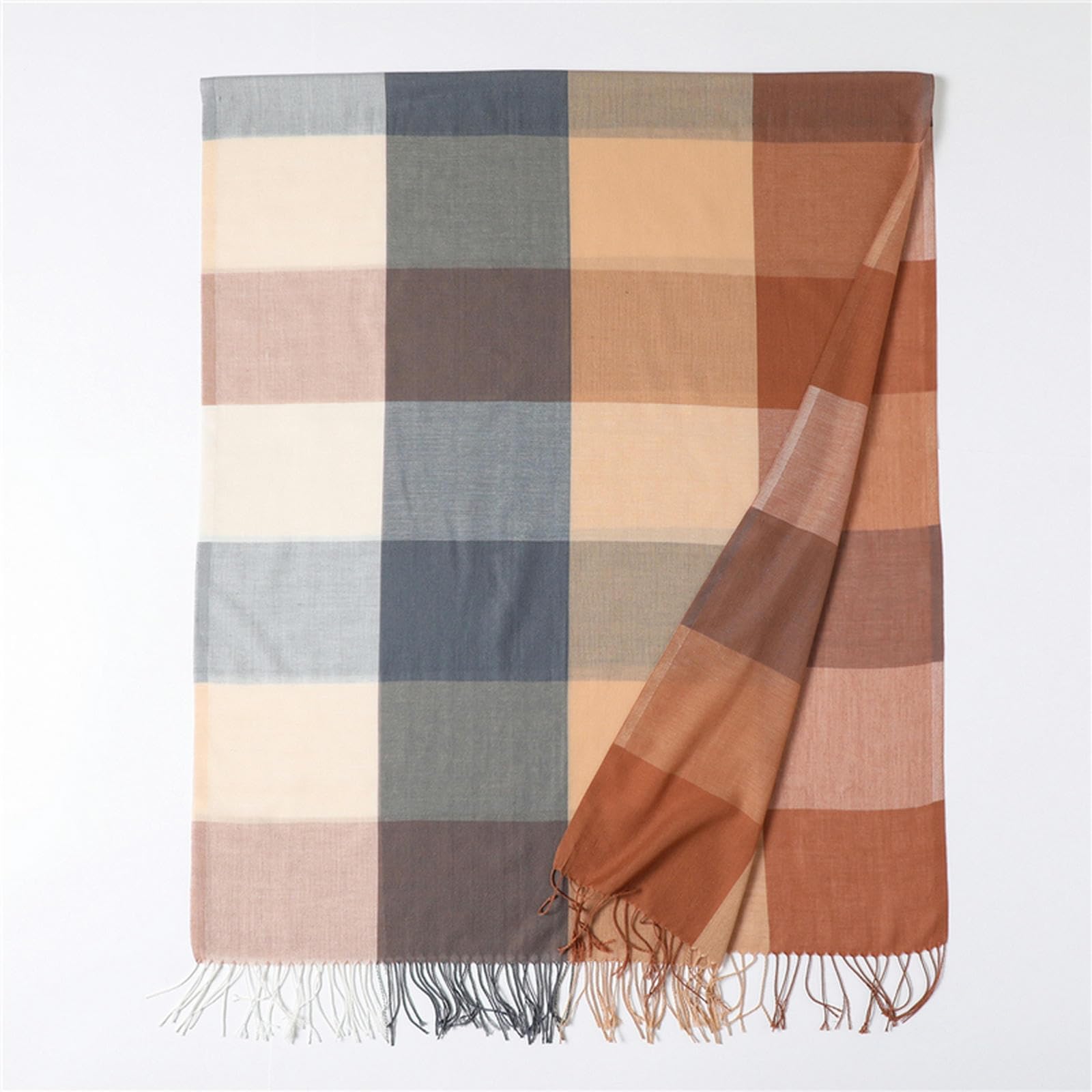 Damenschal Eleganter karierter Damenschal – Warmer Schal aus Kaschmirimitat mit Quasten-Detail (WT1A4 200 x 70 cm)