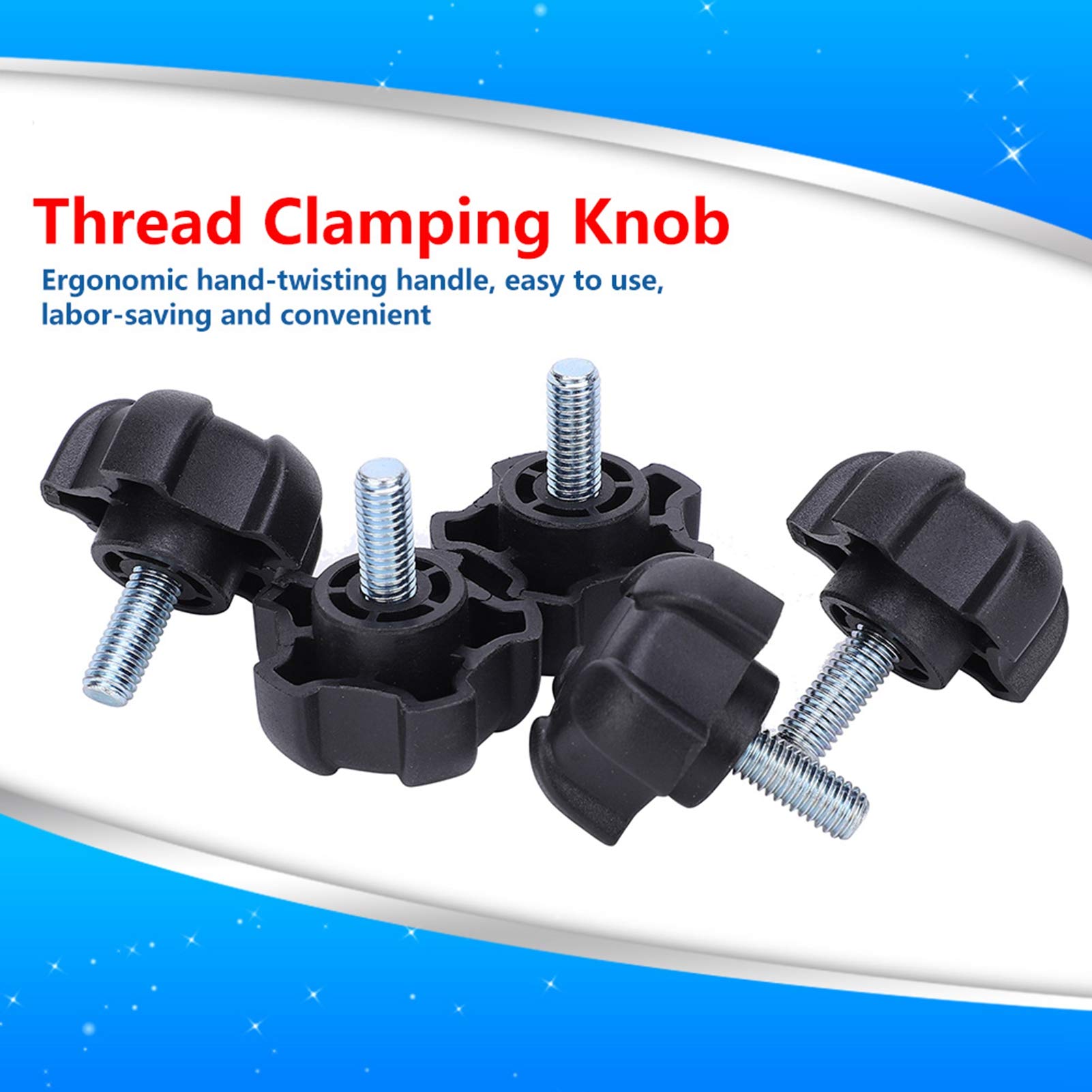 ANKROYU M6 Clamping Knob, ABS Plastic Screw Type Tightening Knob, Thread Labor Clamping Knob, Hand Star Knob for Mechanical Industry Instrument