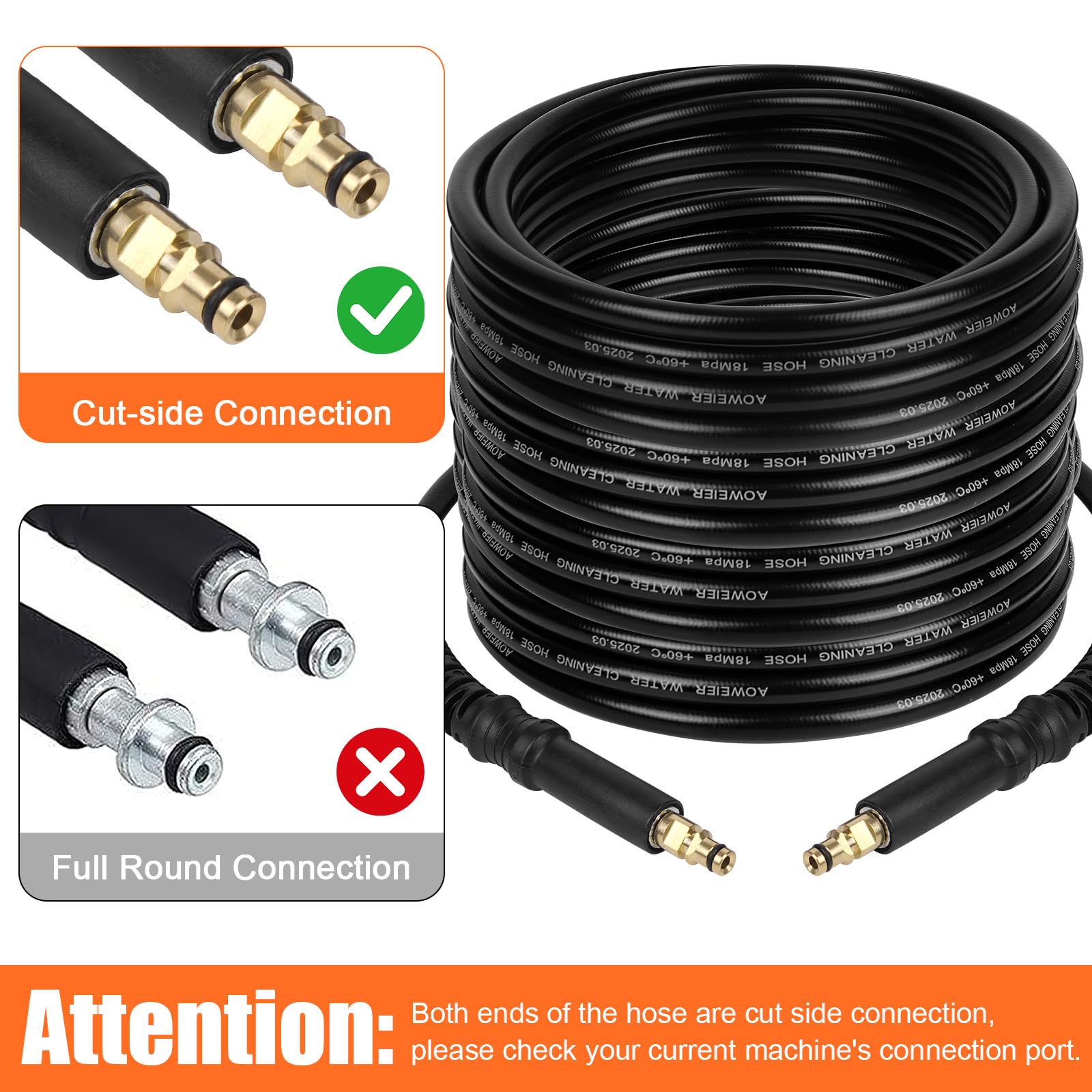 YUET 10M Tubo di Ricambio ad Alta Pressione per Idropulitrici Kärcher Serie K Domestiche Karcher K2, K3, K4, K5, K7, Spina a Click Tipo Rapido Connettore Accessori Estensione Tubo per Pulizia Acqua
