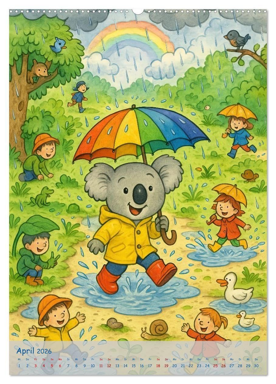 Koalas Wimmelwelt ein Jahr voller Wimmelspass! (Wandkalender 2026 DIN A2 hoch), CALVENDO Monatskalender: Der liebenswerte Koala erlebt jeden Monat ein ... Groß und Klein begeistern. (CALVENDO Spass)