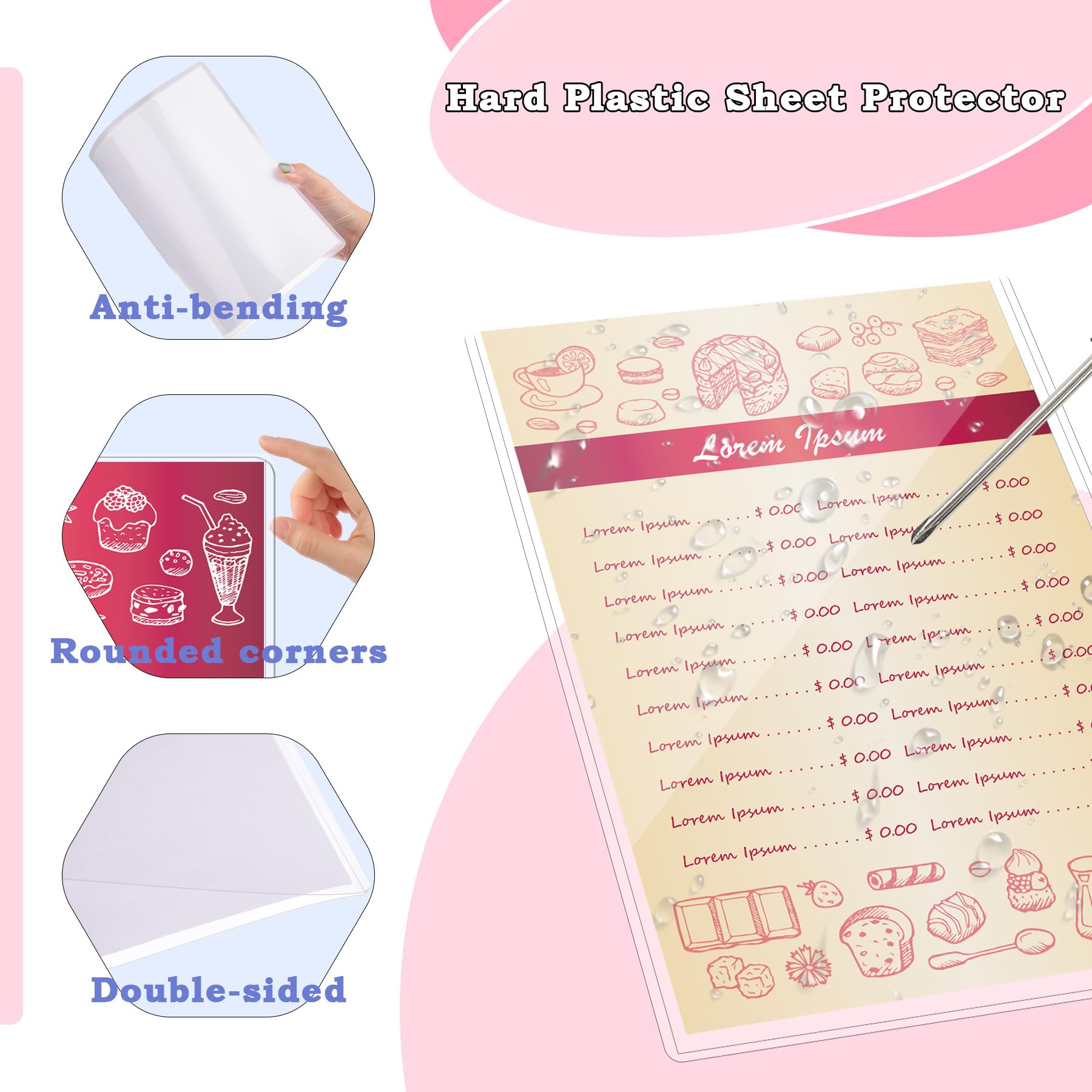 AKONEGE 6 protectores rígidos de impresión de 8.5 x 11 pulgadas, protectores de hojas de plástico duro transparente, fundas de papel, póster fotográfico, fundas de plástico duro, soporte para