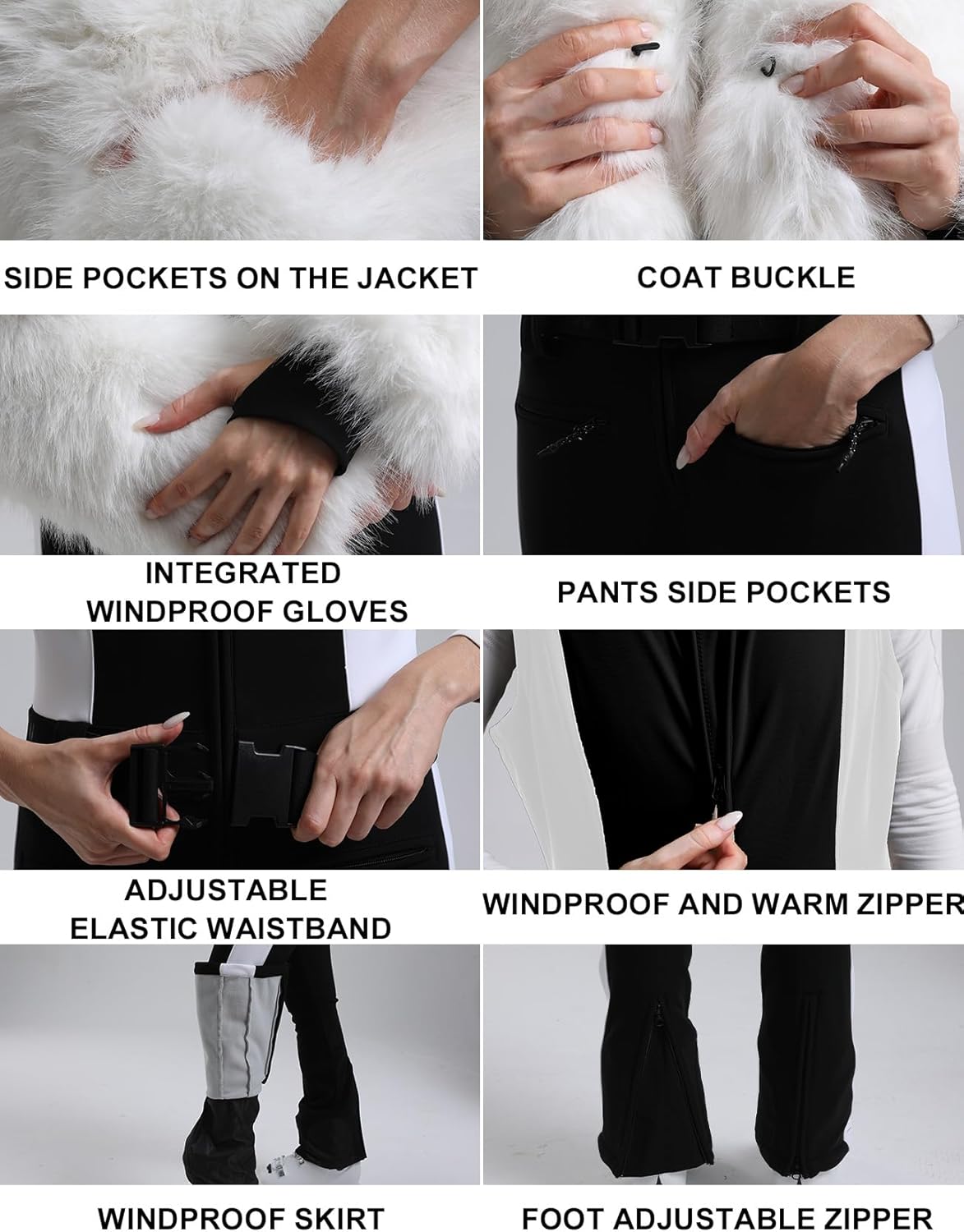 GSOU SNOW Women Ski Suit One Piece Snowsuit Snowboard Faux Fur Collar Slim Jumpsuit Jacket Insulated Windproof Outdoor Winter - Image 5