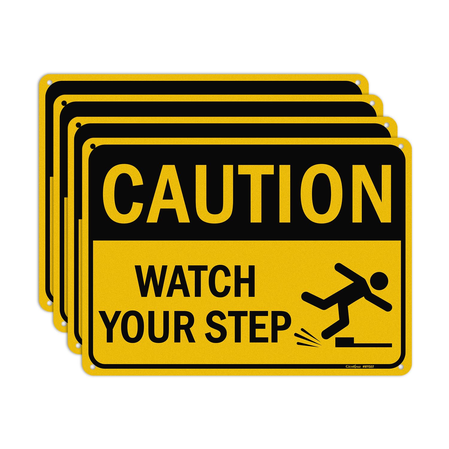 GicnKeuz Caution Watch Your Step Sign,10 x 7 Inches Safety Sign,Reflective Aluminum, Fade Resistant/Waterproof, Indoor or Outdoor Use (2-Pack) — Amazon image 8