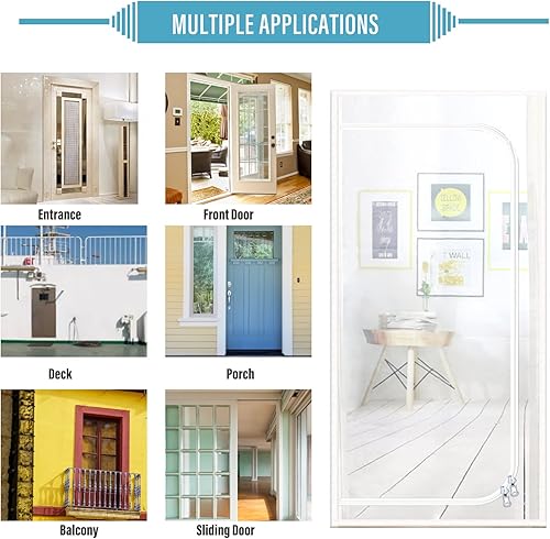 Miniatura 7 de Pantalla de malla resistente a los gatos, 38 x 83 pulgadas, resistente a los gatos, con cremallera, evita que los gatos se salgan, pantalla de malla