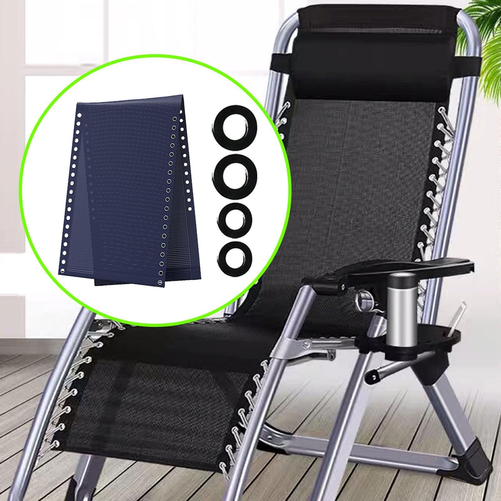 Tela de Recambio para Tumbonas, Funda de Tela para Tumbonas de Jardín con Elásticas, Color Café- Azul