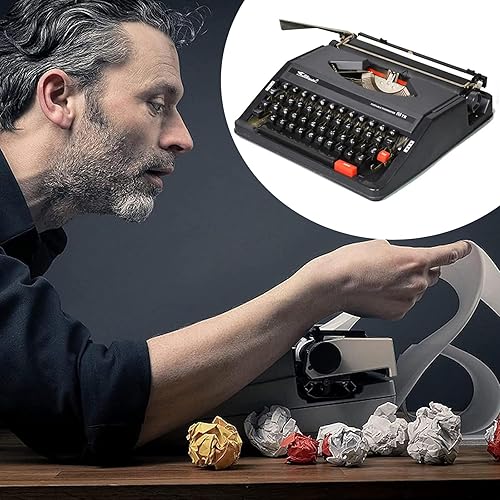 Miniatura 7 de Máquina de escribir manual clásica, máquina de escribir vintage portátil, máquina de escribir manual clásica retro para escritores y coleccionistas,