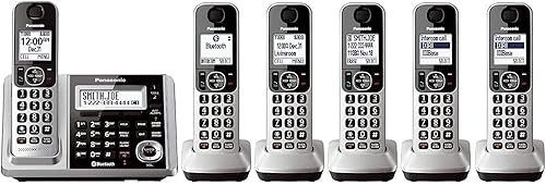 Miniatura 1 de Panasonic KX-TGF375S + 1 KX-TGFA30S teléfono (6 teléfonos en total), sistema inalámbrico con Bluetooth con teclado dual (KX-TGF370S + 5, KX-TGF372S