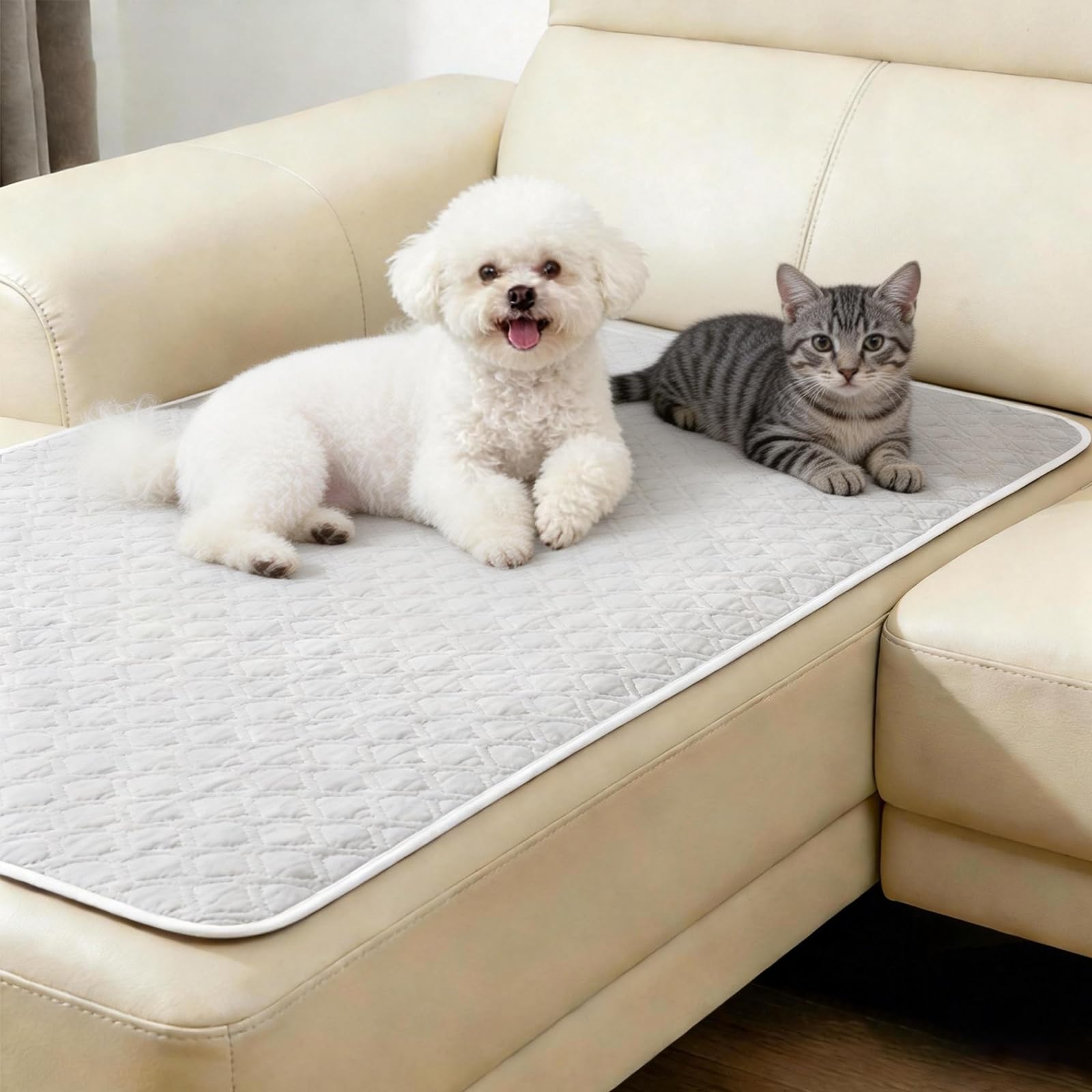 100 x 150 cm - Imperméable - Gris clair - Protection de canapé - Antidérapant - Lavable - Pour les déplacements - Pour canapé, lit, voiture, chiens, chats, animaux domestiques