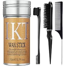 Delicate Hair Stick Wax Professional Hair Gel Styling Thin Curly Hair Professional Hold Power Soft Finish 75g #Black Comb Set
