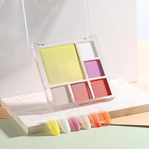 Miniatura 10 de Juego de 7 colores sólidos de pigmento de neón fluorescente, paleta de arco iris iridiscente, polvo de purpurina para arte de uñas, esmalte de gel,