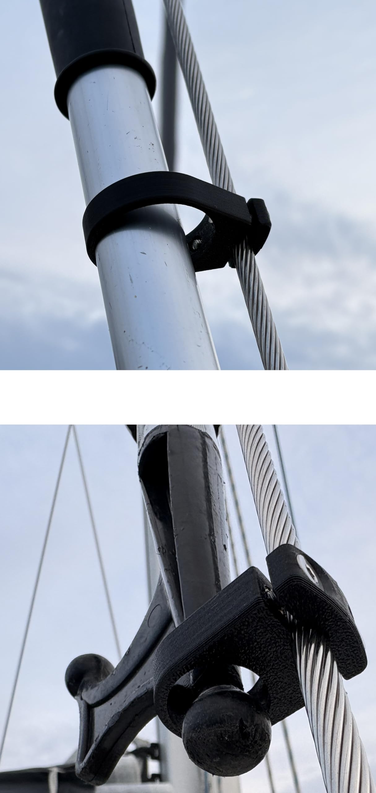 Generisch Bootshakenhalter für Wanten 5-10 mm, Bootshakenhalterung, Wantenhalterung, Halter für Bootshaken, Carbon