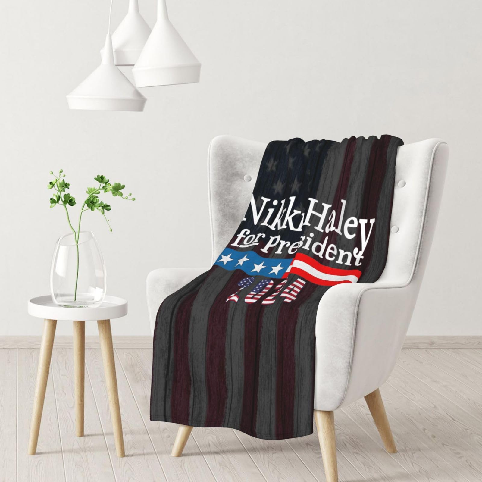 Nikki Haley 2024 for President 30x40 Super Soft Flannel Blanket Throw for Bed Sofa Great Gift Fall Winter