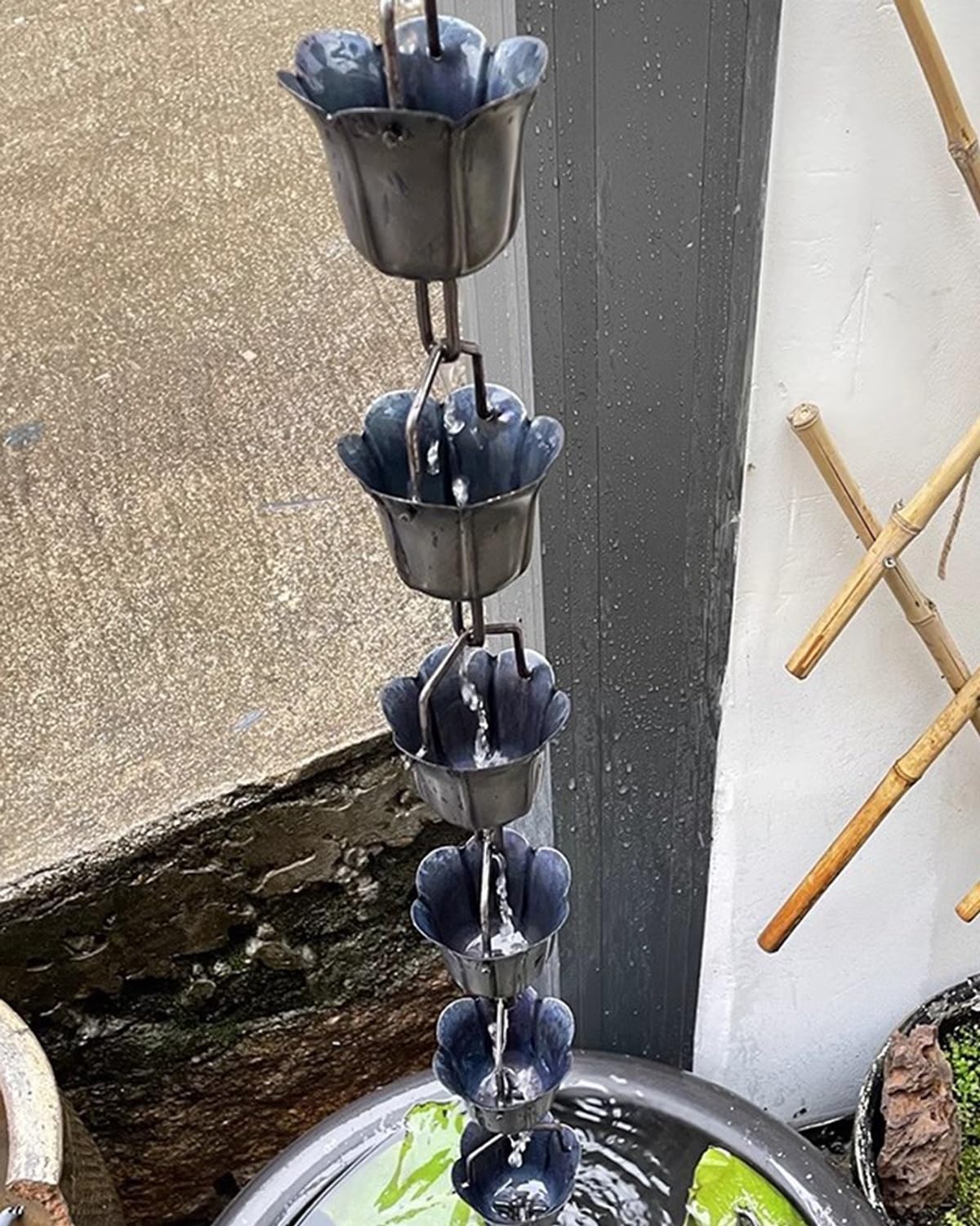 WOTZOV Modern Decorative Rain Chain For House Roof Gutters, Extra Long Water Downspout Solution For Elegant Rainwater Management，3.5M (11.5Ft)