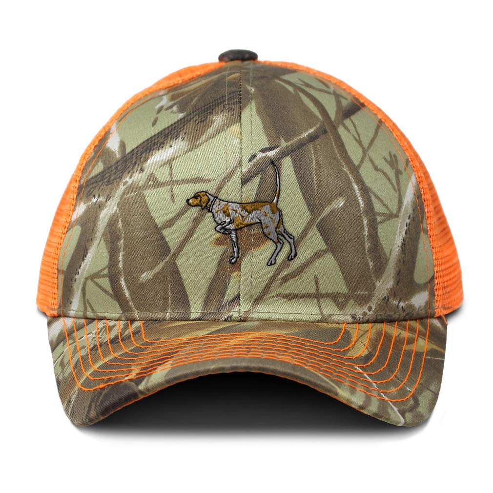 Gorra de camionero de malla de camuflaje, bordado de puntero alemán de pelo corto, algodón, neón, caza, gorra de béisbol, cierre de correa, talla única, diseño de camuflaje naranja, Solo diseño de