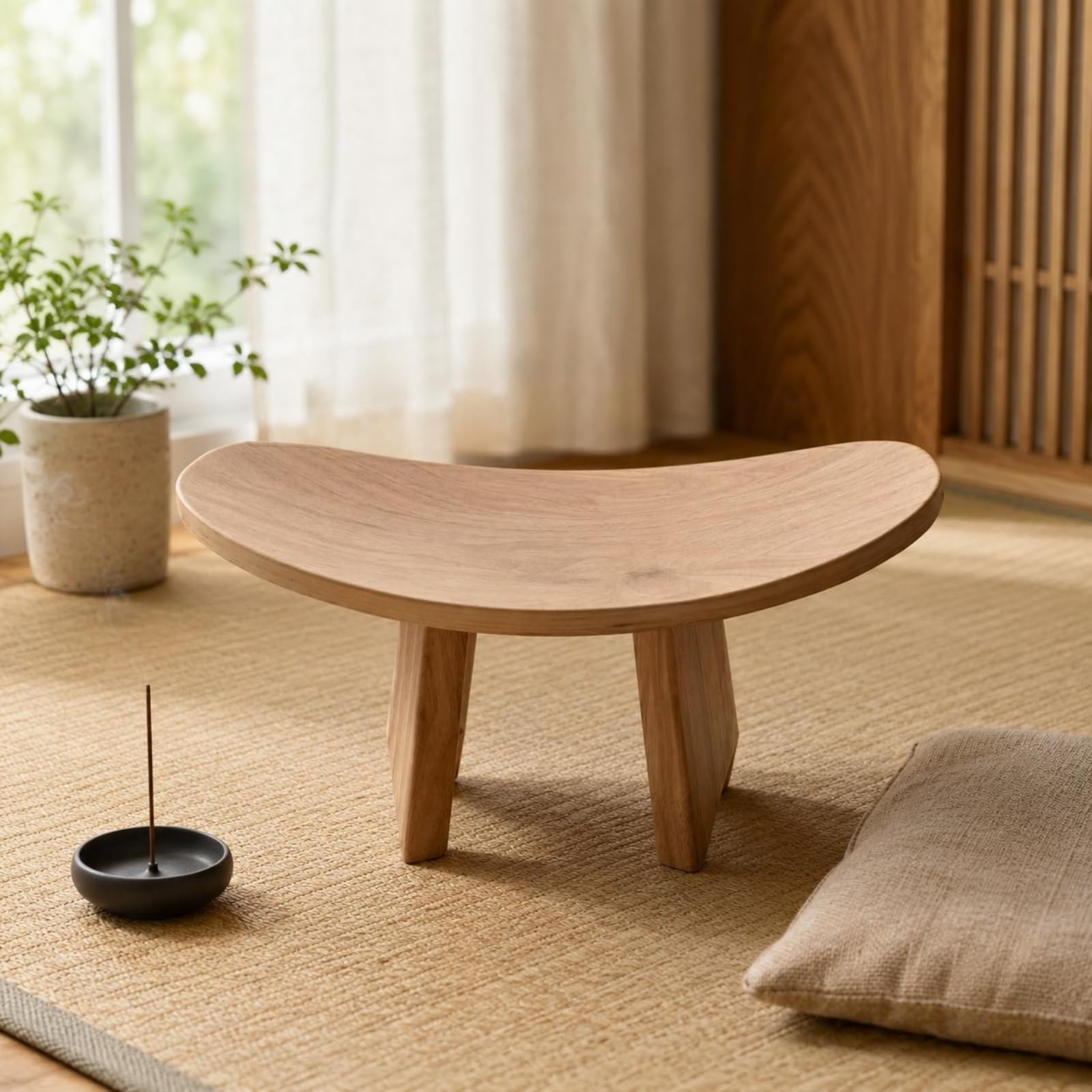 Sedia Meditazione Compatta in Legno Poplar Inginocchiatoio Ergonomica Superficie Liscia Struttura Solida Adatta per Meditazione Relax Ambiente Domestico, 42 21 20 CM, Legno Naturale