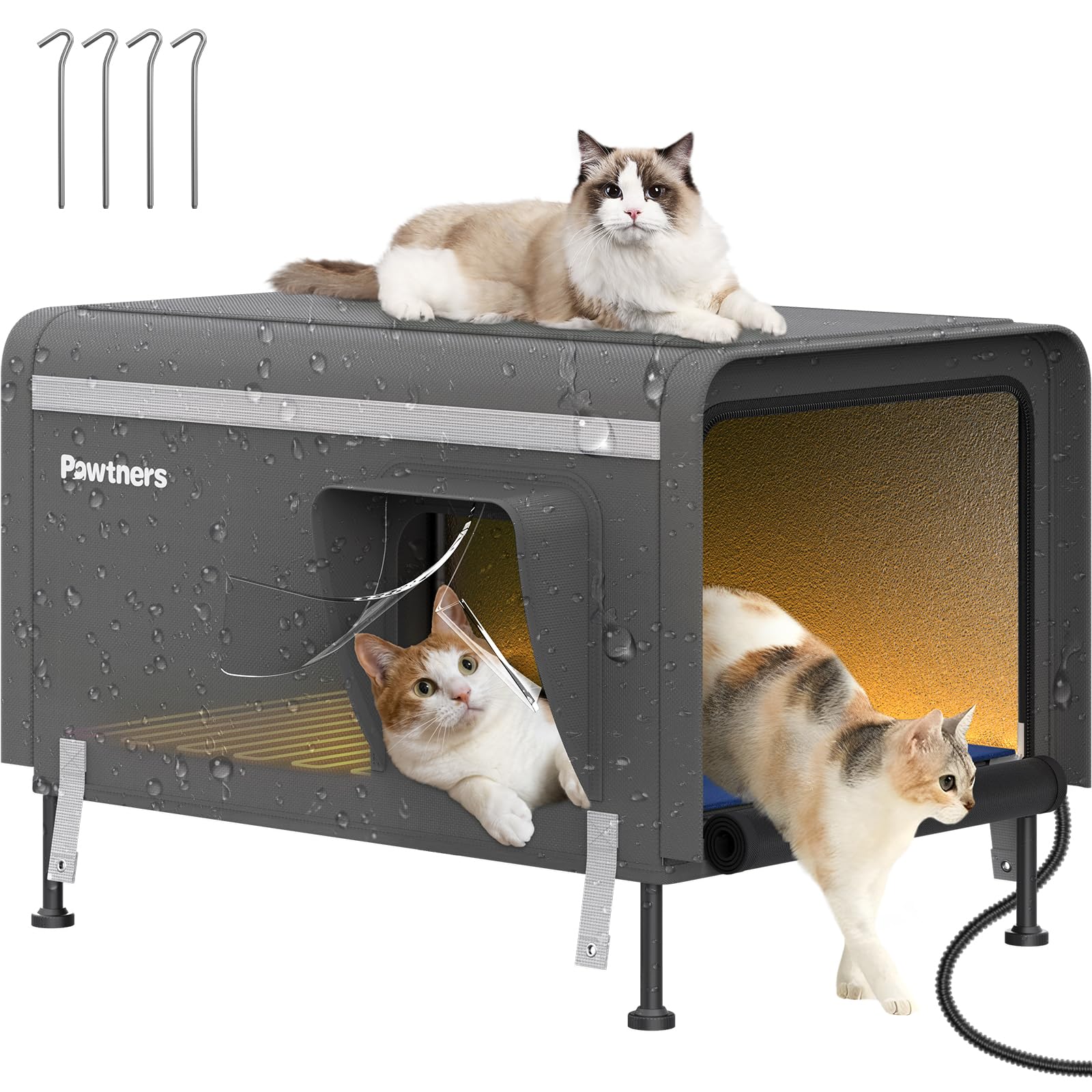 Snapklik.com : Pawtners Heated Cat House For Outside, Outdoor Insulated ...