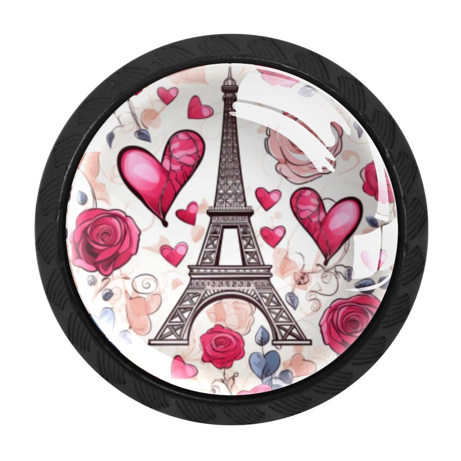 Chenzzzz Multicolored 08 4 Pack Eiffel Tower Valentine's Day Kitchen Cabinet Knobs Drawer Knobs Dresser Knobs Matte Black Zinc Knobs Drawer Pulls Door Knobs Dresser Drawer Handles Knobs For Dresser Drawers