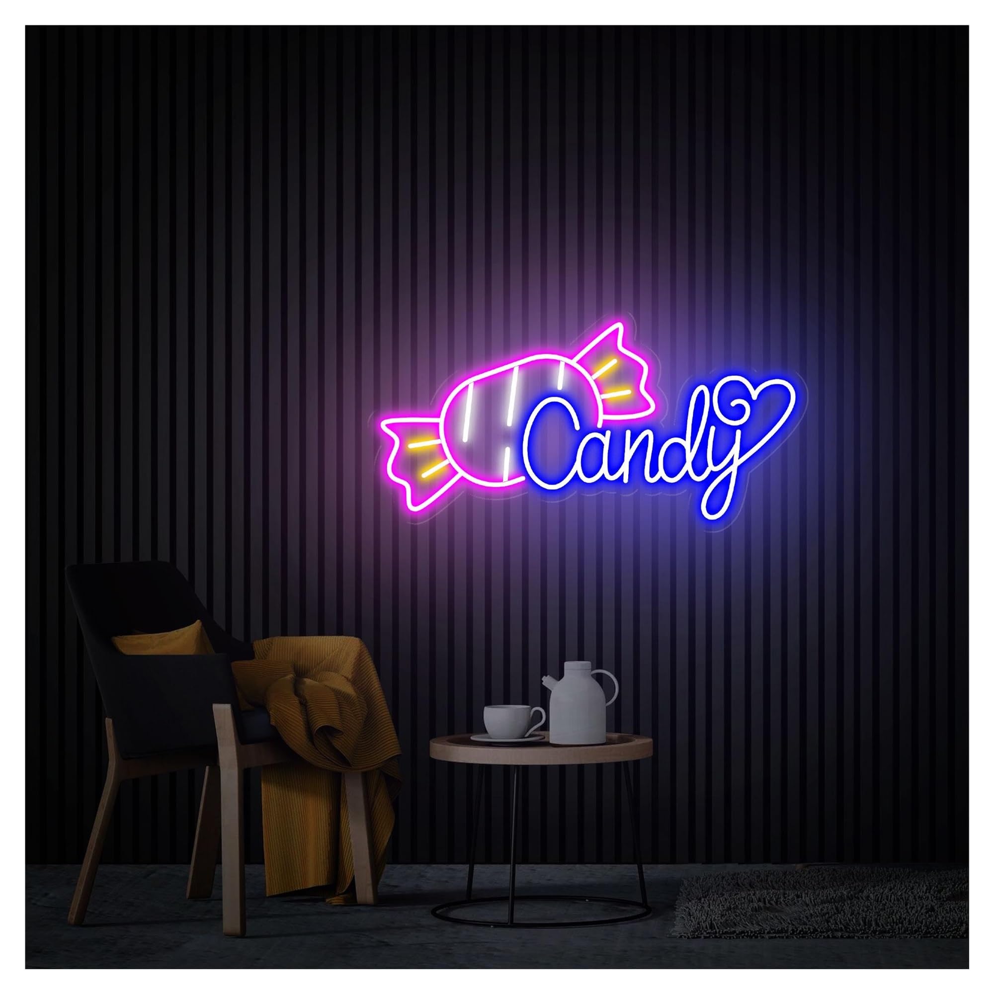 RONGCH Hanging Art Signs Candy Neon Sign,Suitable for Lollipop Shop Home Bar Decor with Dimmable 26cmx50cm(F)