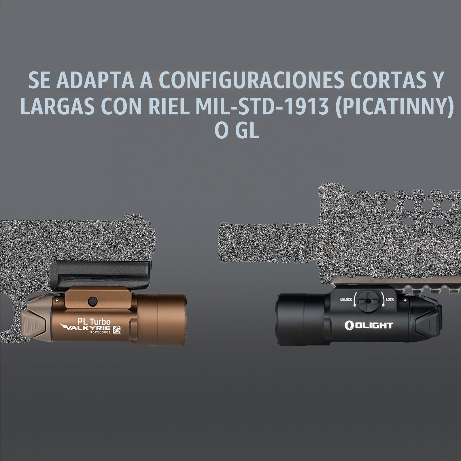 OLIGHT PL Turbo Valkyrie Linterna Táctica LED Potente 800 lúmenes 515 Metros Compatible con Diferentes Rieles para Caza, Búsqueda en Exteriores Utilizada para Actividades Deportivas(Marrón)