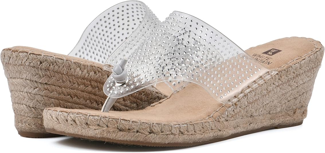 white mountain gold wedge sandals