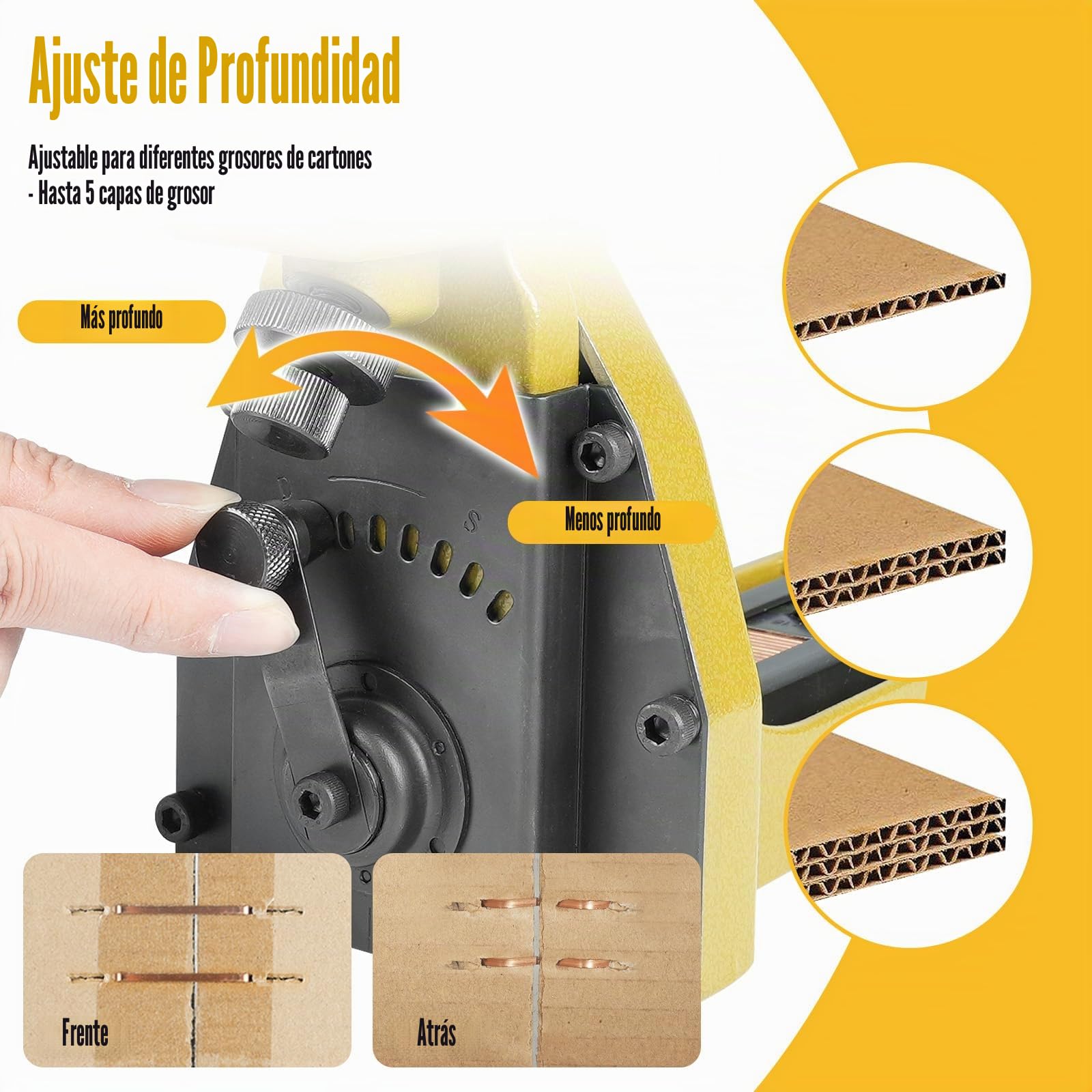 HB3518 Grapadora Manual para Cerrar Cajas de Cartón con Extractor de Grapas, Calibre 16, Corona de 34.7mm, Máquina de Grapar Cajas de Cartón para Plegado | Sin compresor, ligera en magnesio, profundidad ajustable para cartones, con extractor y empujador