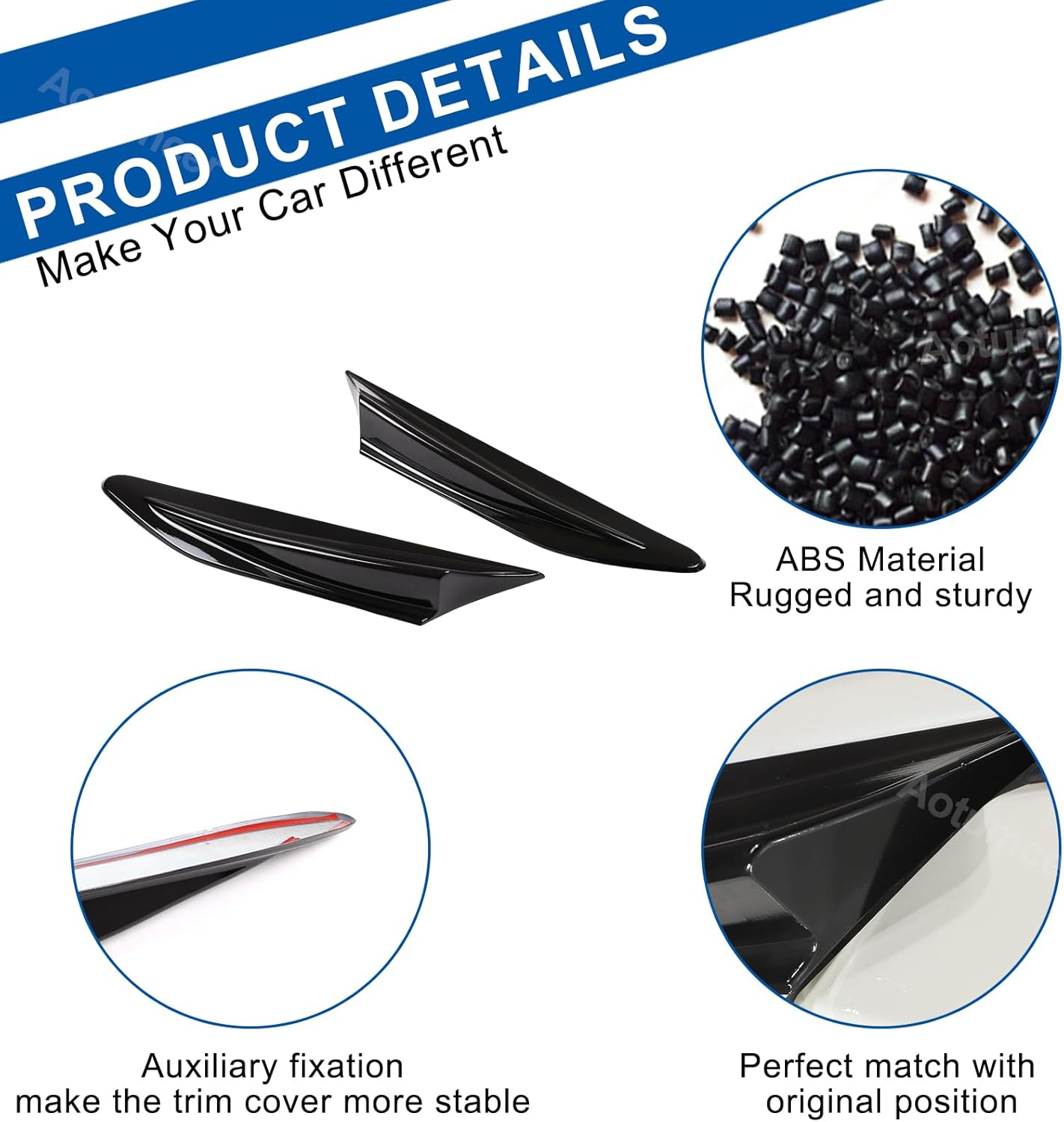 Fender Fin Vent Compatible with Subaru BRZ 2012-2020/Toyot@ 86 2016-2020 Side Fender Stickers, Aotumcer 2PCS Air Vent Flow Intake Hole Grille Spoiler for Decorative Cover (Piano Black)