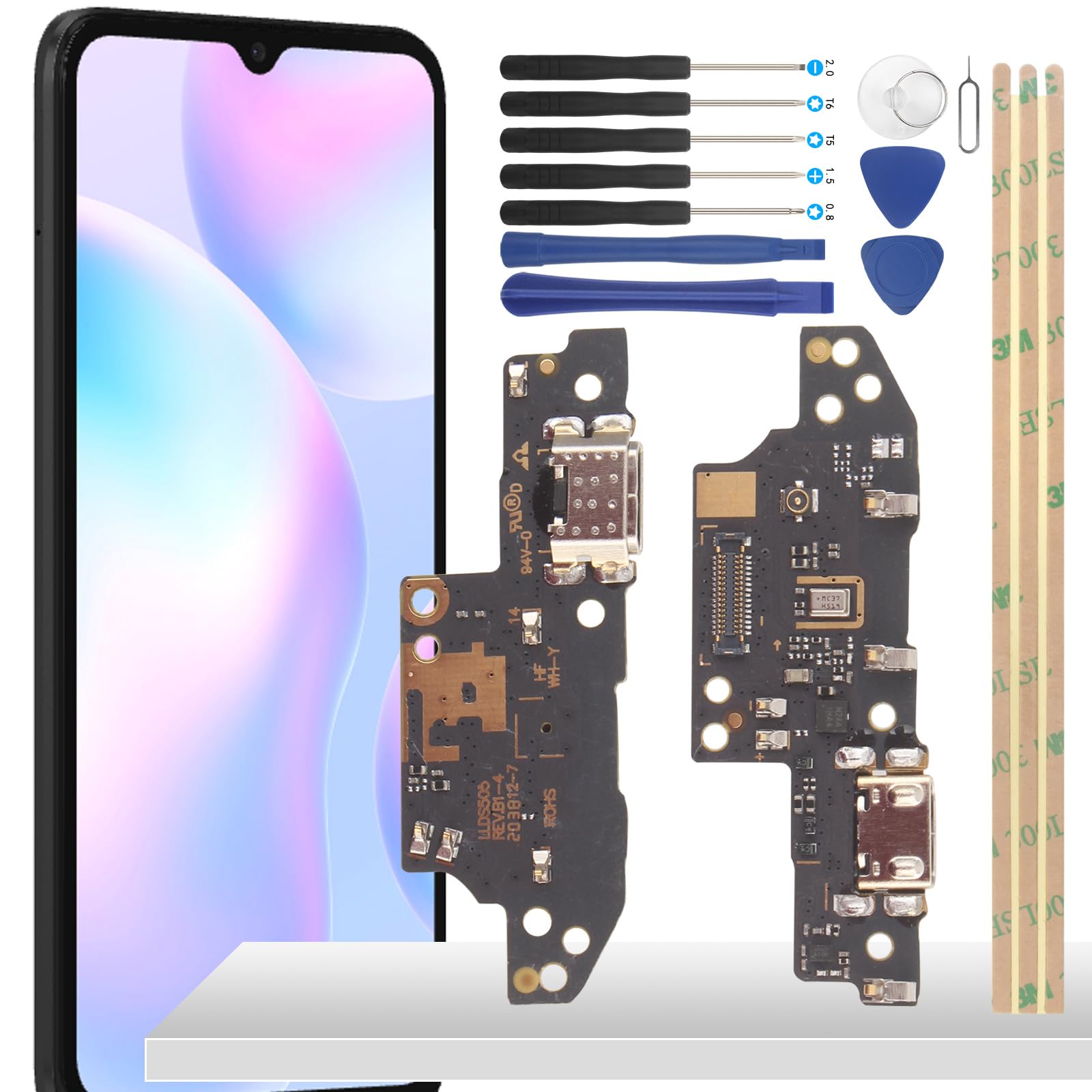 Porta Di Ricarica USB-C Con Connettore Dock Per Xiaomi Redmi 9A 2020 E 9C 2020 - Kit Di Sostituzione Con Strumenti Di Installazione